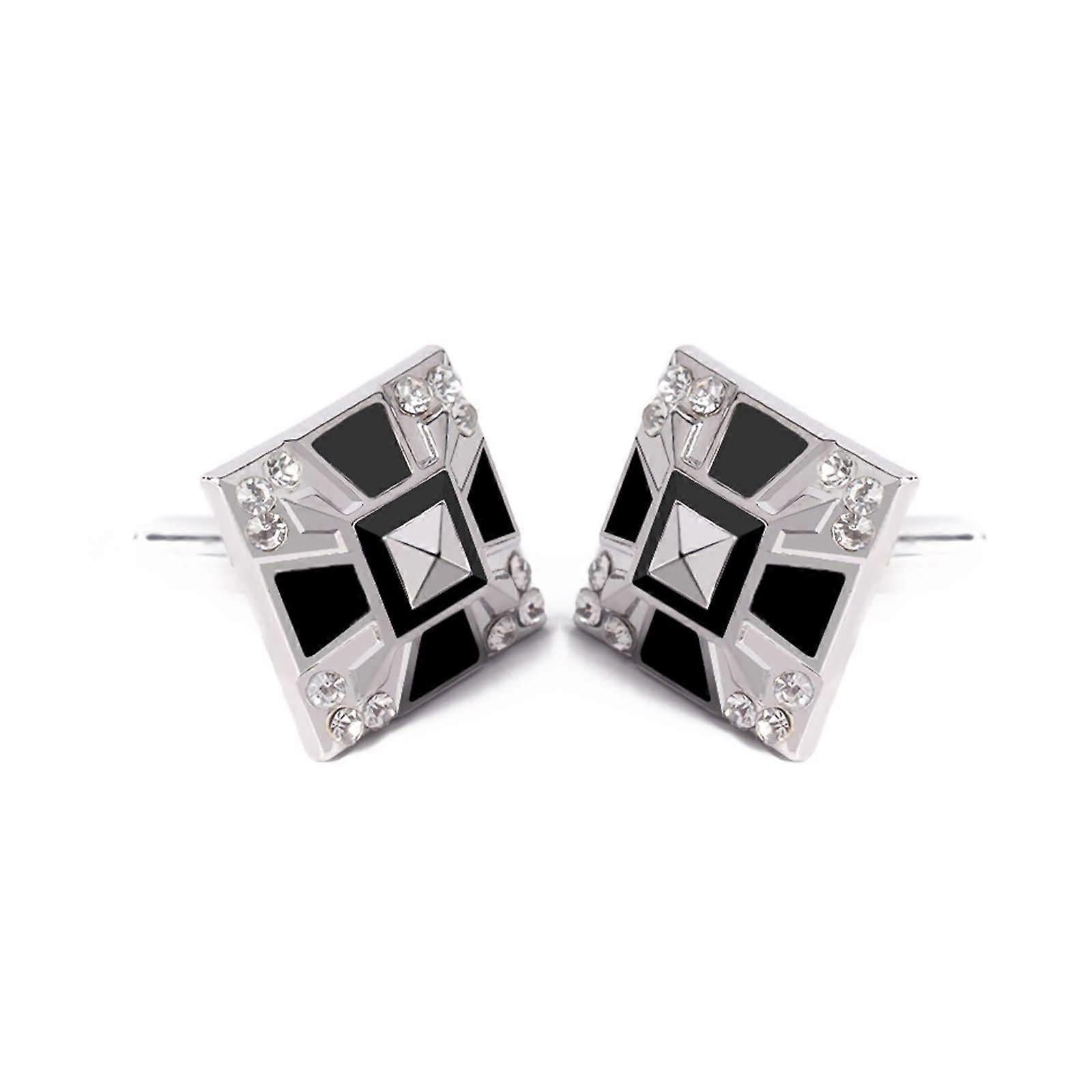 Men's Square Cufflinks with Cubic Zirconia Silver with Cufflinks Box, Cufflinks Shirt for Men, Cubic Zirconia
