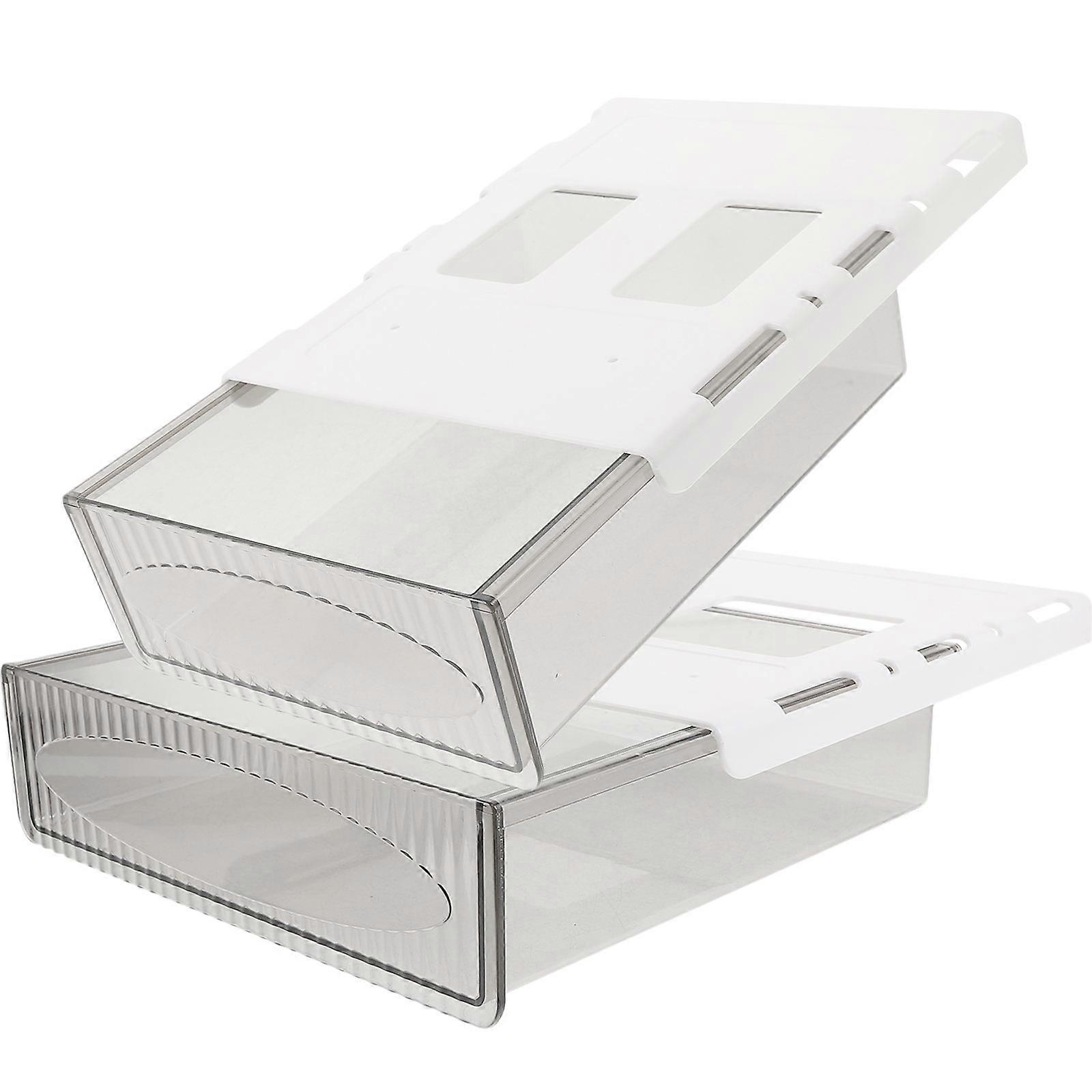 Under Desk Drawer Organizer Adhesive Storage 2pcs Easy Installation Office Home Use Cable Sundries Storage Capacity