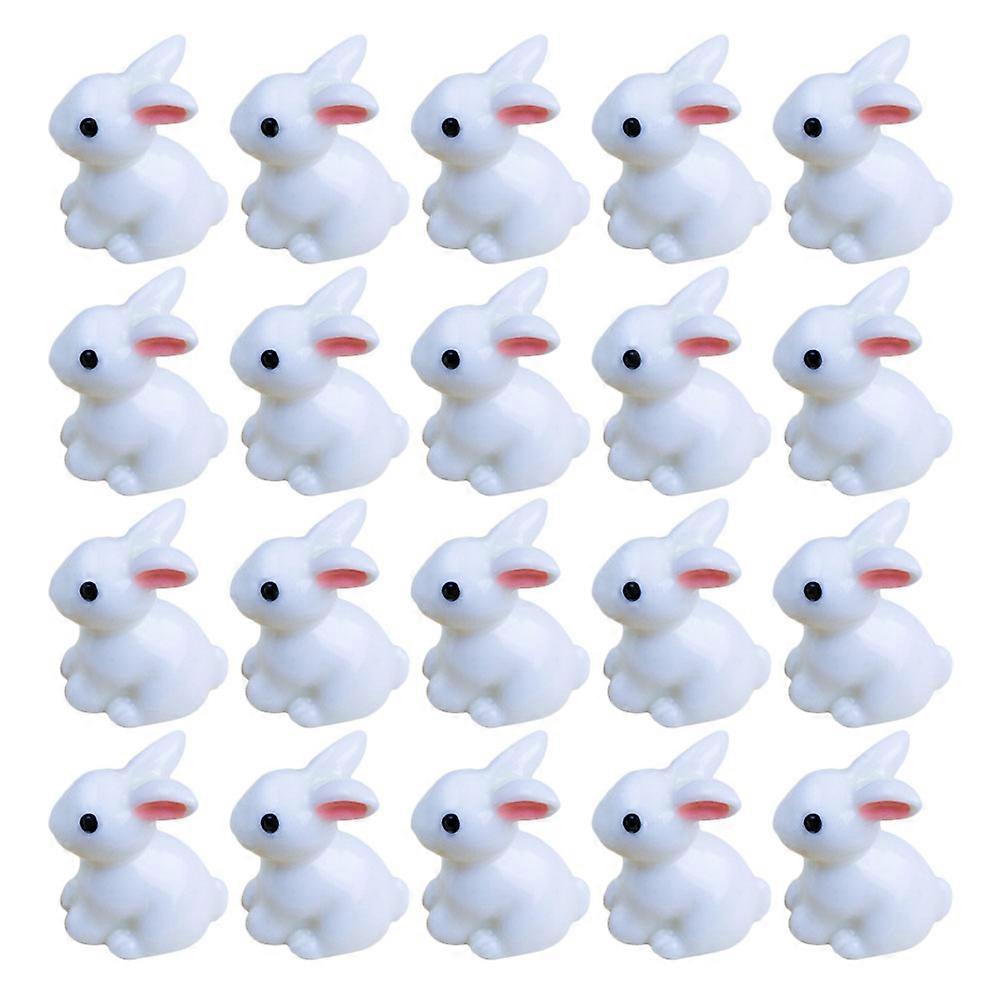 Small Bunny Decoration Resin Rabbit Toy Lifelike Rabbit Model Table Decoration White 20Pcs