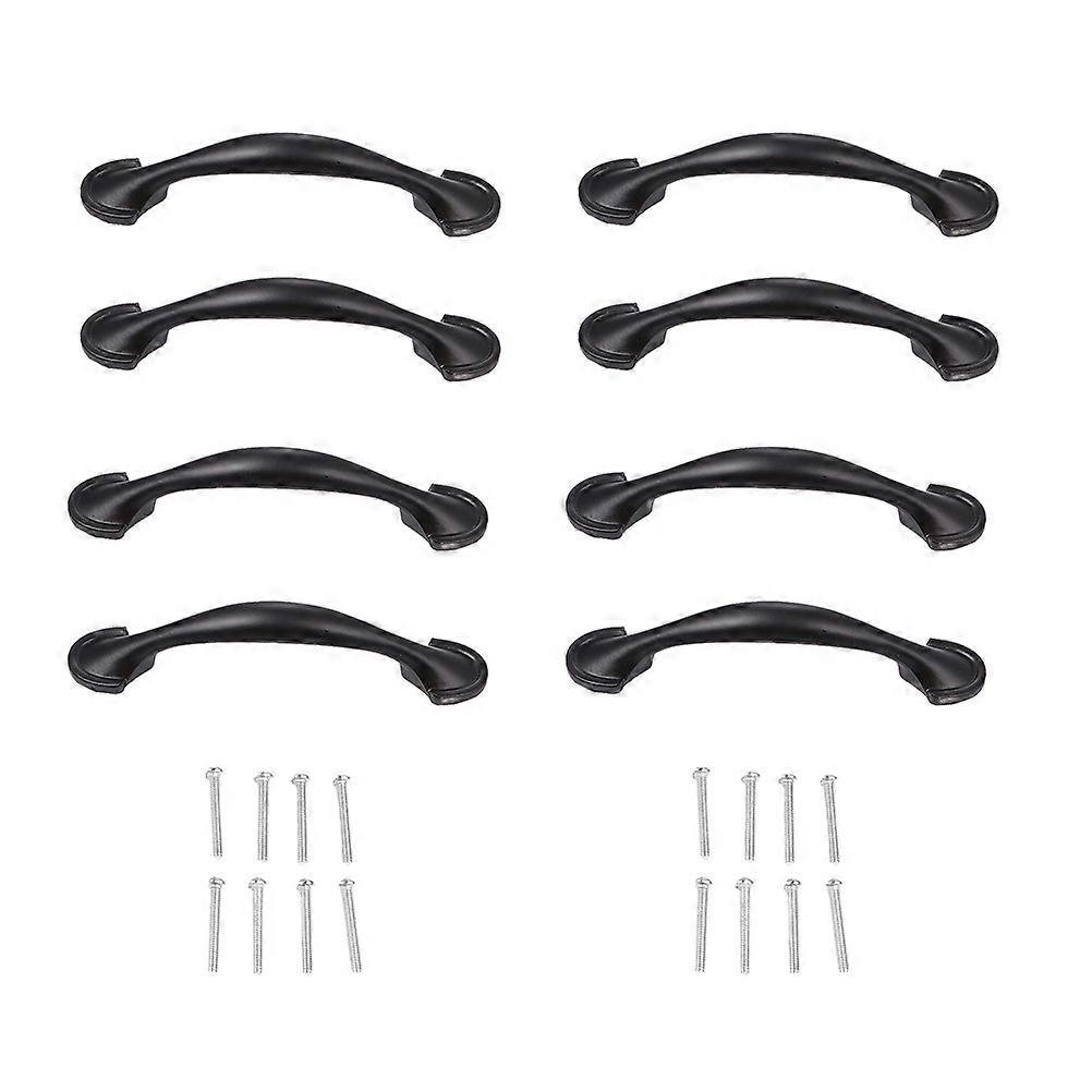 Black Zinc Alloy Cabinet Handle for Home Use Durable Retro Style 8 Pieces