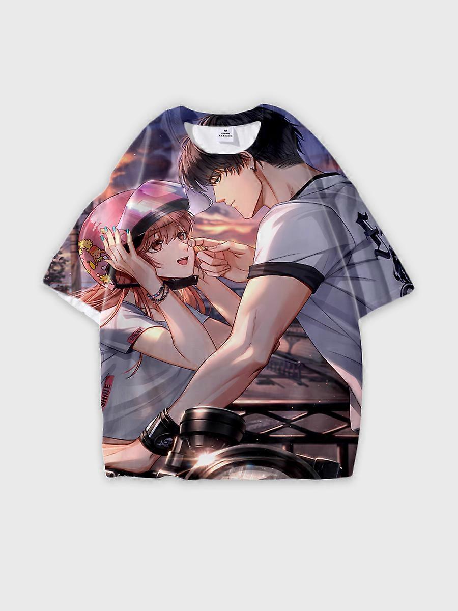 T-shirt round neck Role Pattern loose short sleeve E2126