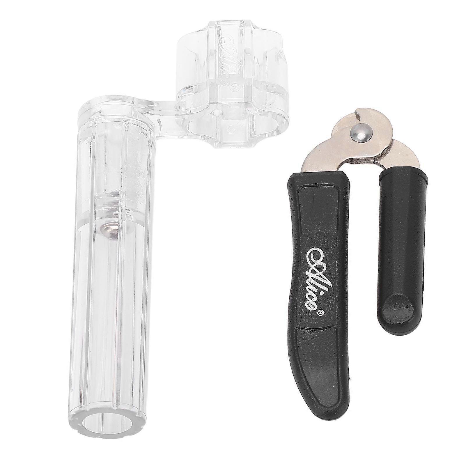 Guitar String Winder and Cutter Set Bridge Pin Peg Remover Restringing Tool for Bass Mandolin Banjo Ukulele I13 Black and Transparent