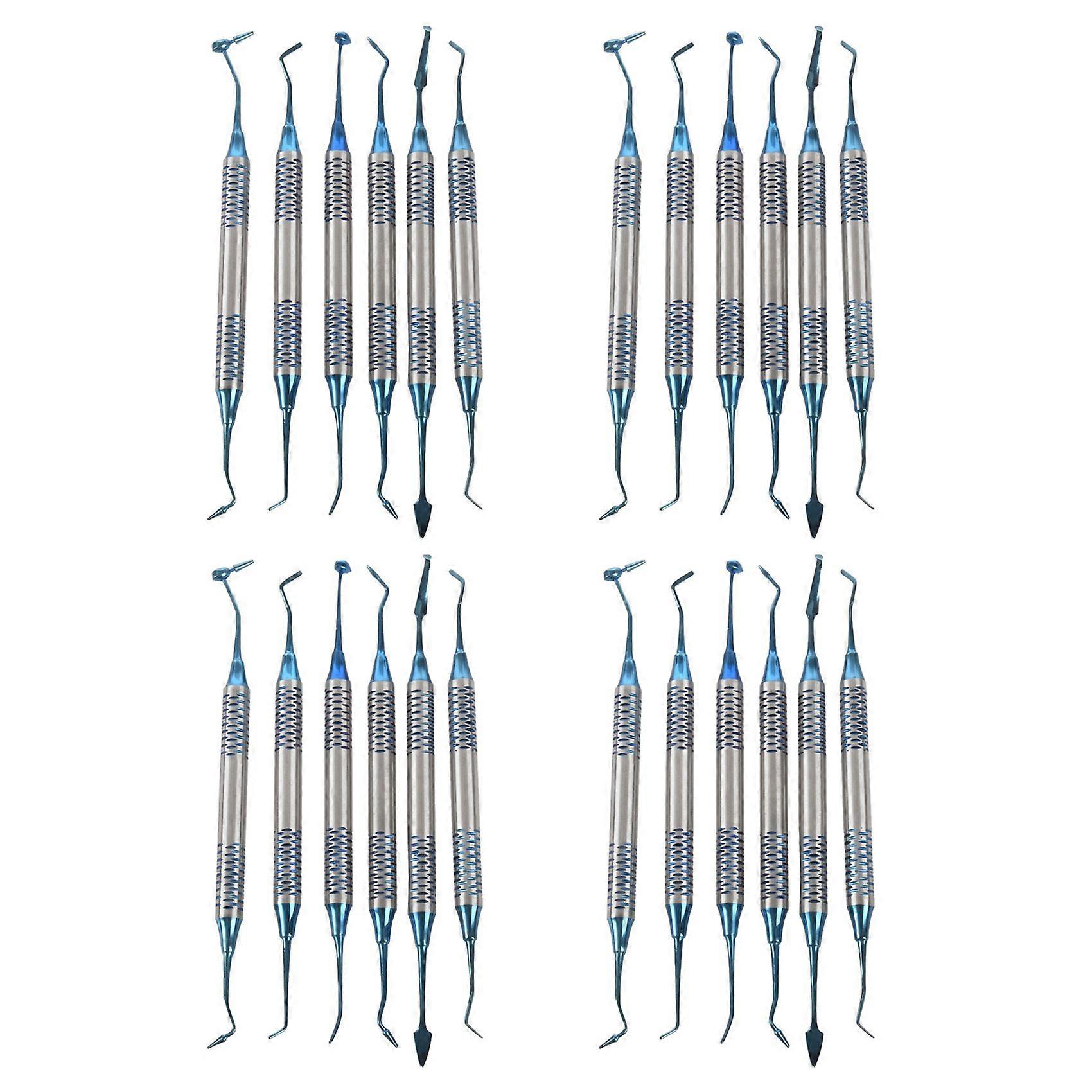 6Pcs Dental Composite Resin Filling Spatula Titanium Plated Head Resin Filler Set Thick Handle Resto