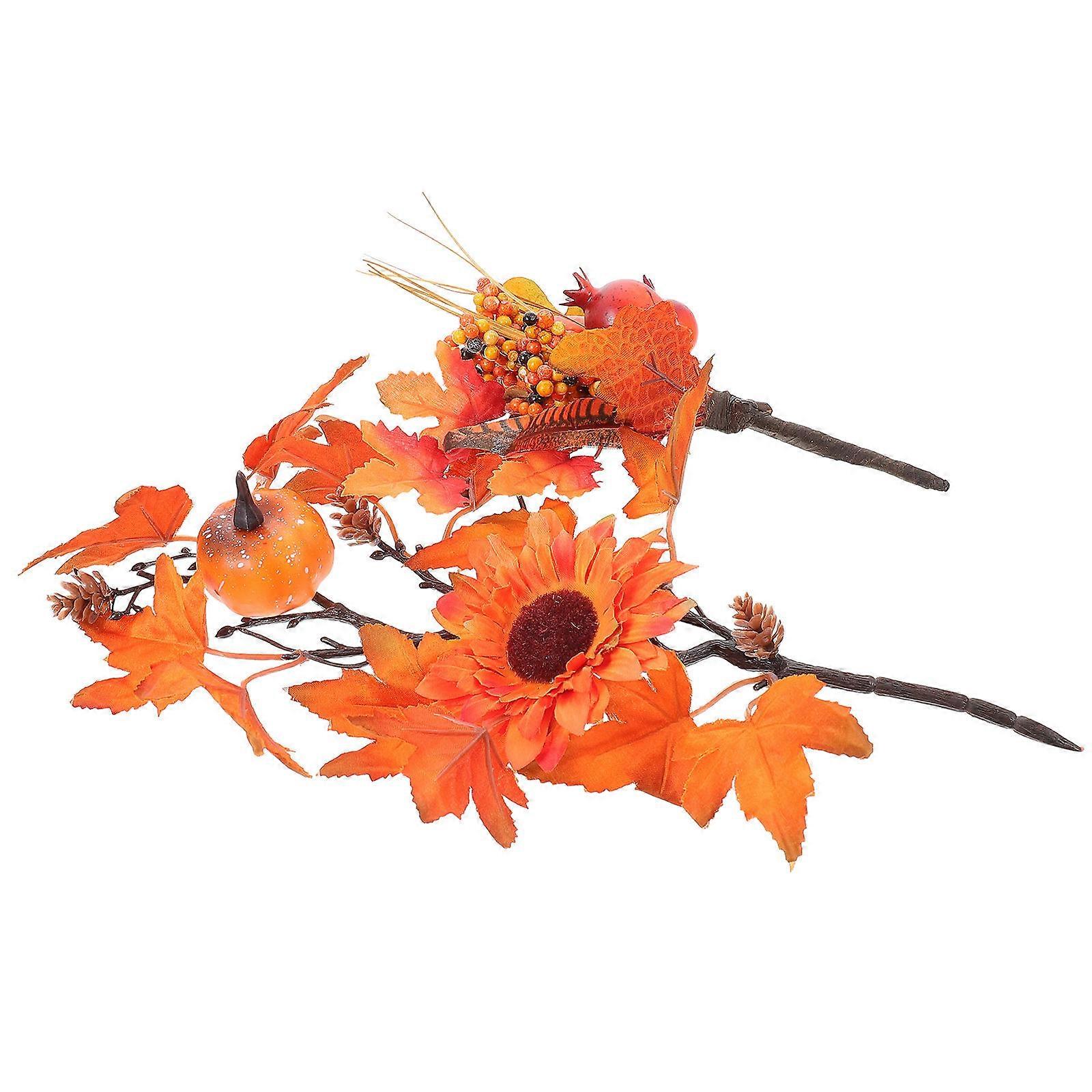 Artificial Pumpkin Berry Branch Set with Maple Leaves Stems for Thanksgiving Autumn Decor – Lifelike Vase Filler with Realistic Texture for Parties