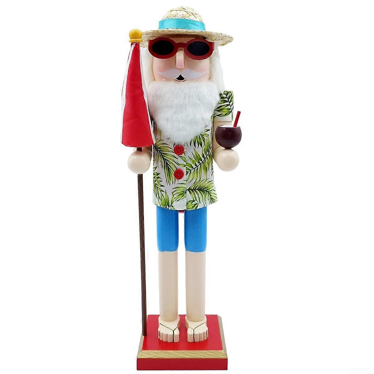 1x Weihnachtsmann Nussknacker aus Holz, festlicher Nussknacker (C)