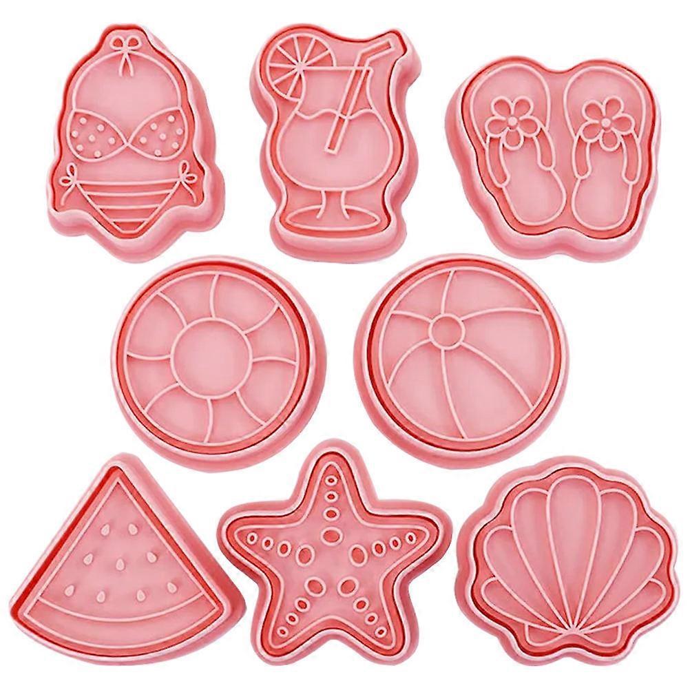 8pcs Hawaiian Beach Cookie Molds Reusable Silicone Cutters for DIY Cookies Summer Parties Baking Fun