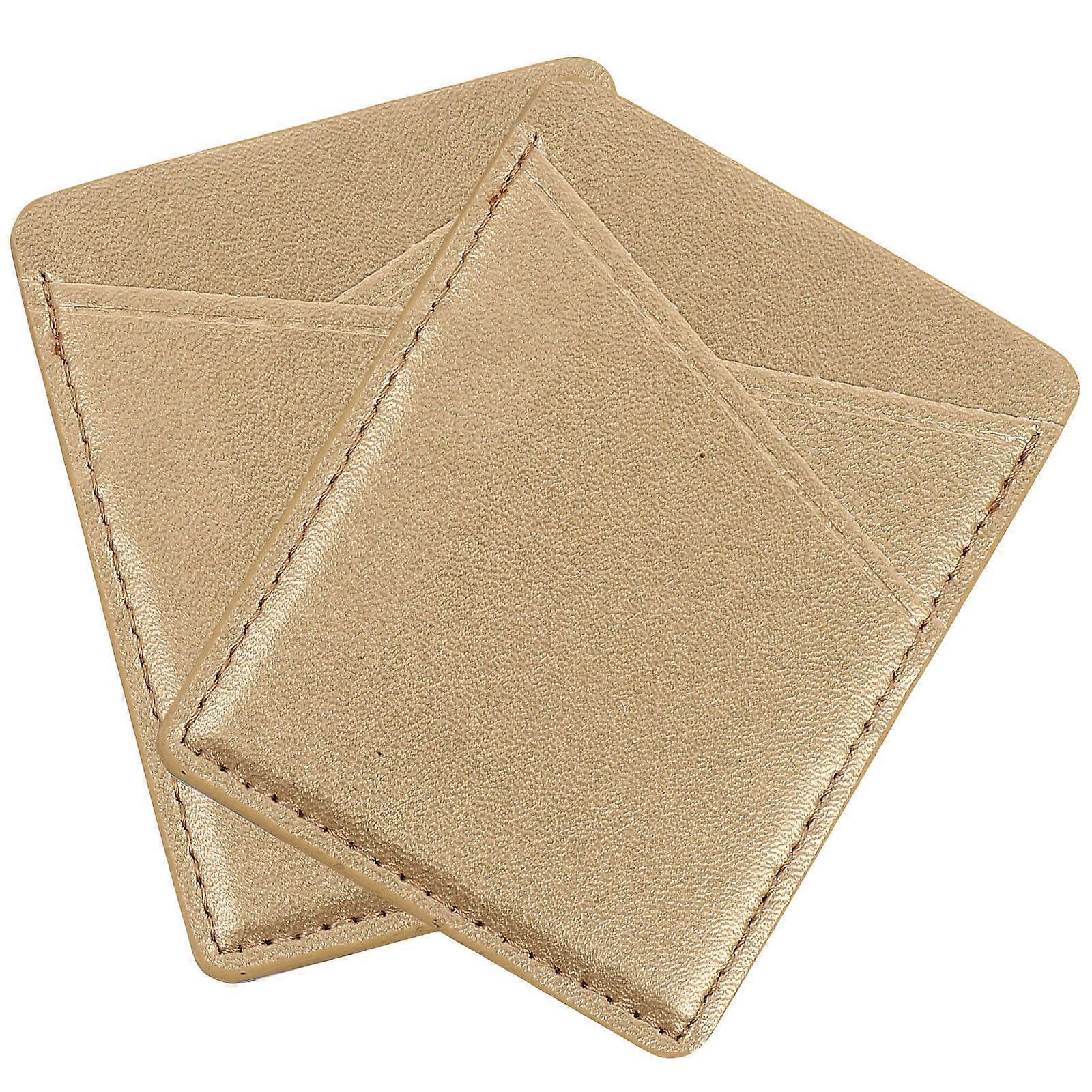 PU Adhesive Card Holder 2Pcs Phone Back Holder Grip Travel Men Women 3.3X2.6X0.2In Firm Long-Lasting