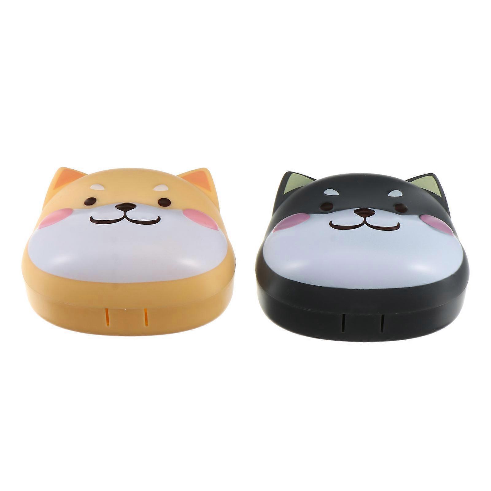 Lens Container 2Pcs Unique Mini Lens Cases For Storage Holders With Mirror And Creative Fashion Style Design