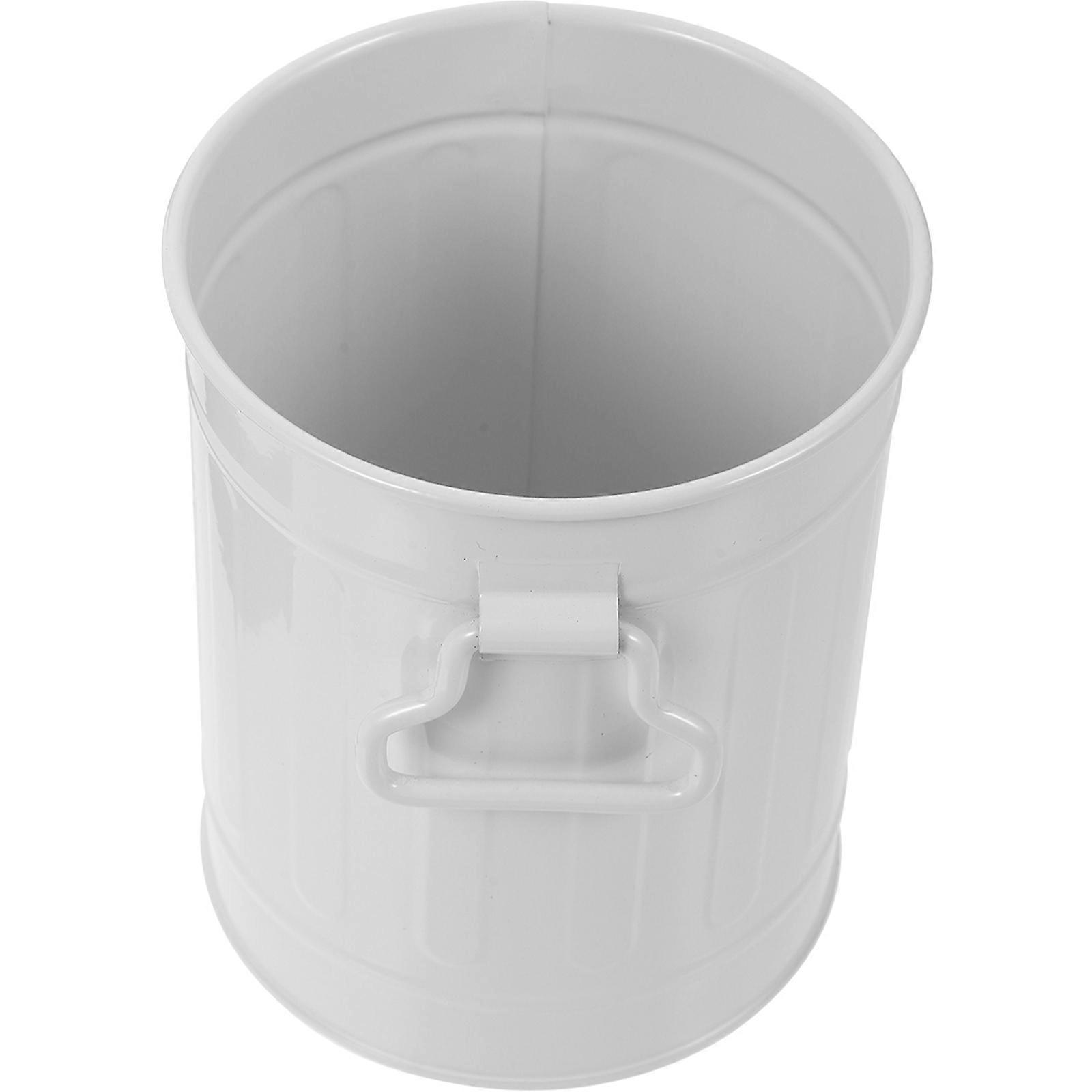 Iron Desktop Trash Can Countertop Stationery Wastebasket Container