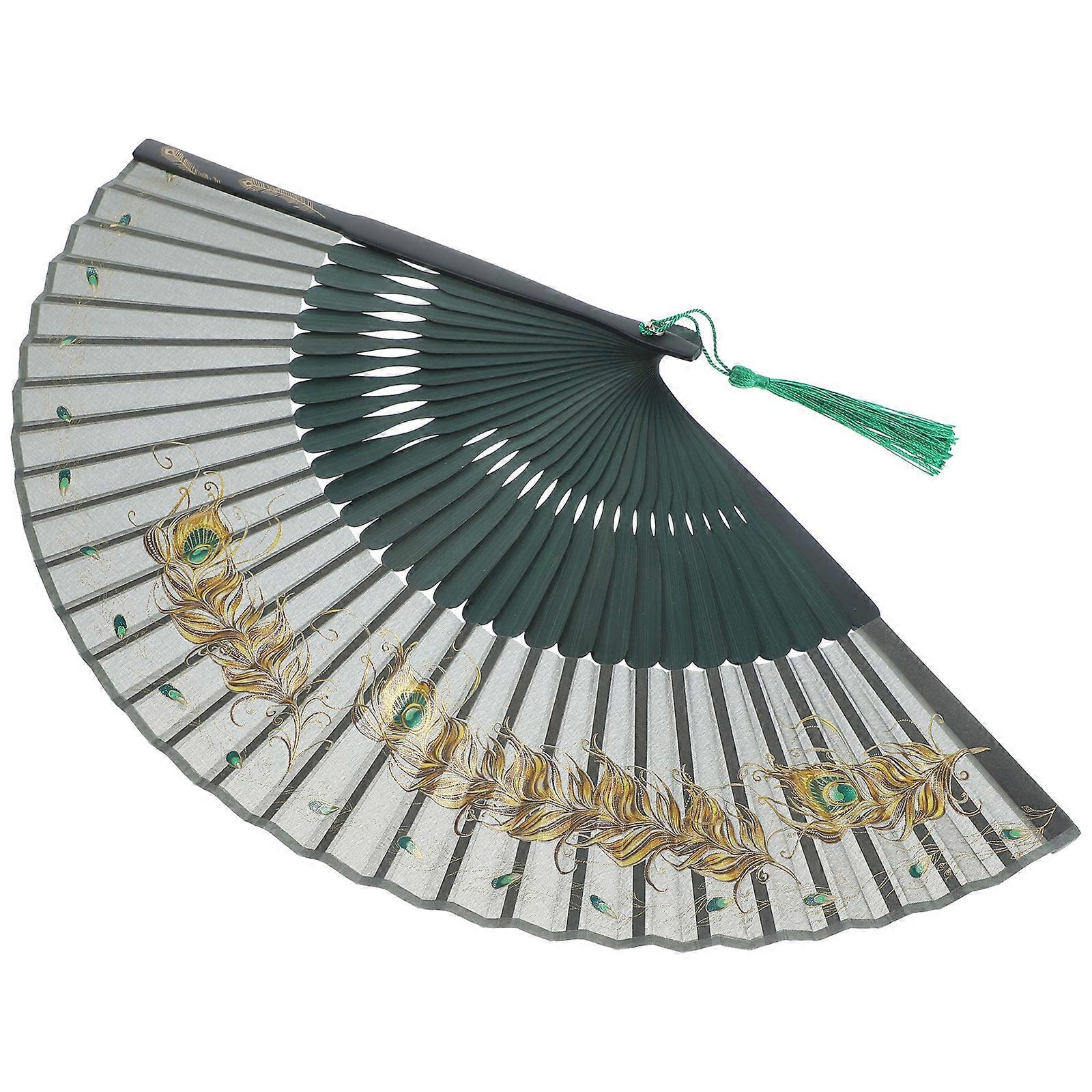 Foldable Handheld Fans National Style Peacock Design For Summer Travel Photography 41x2cm Dancing 1Set
