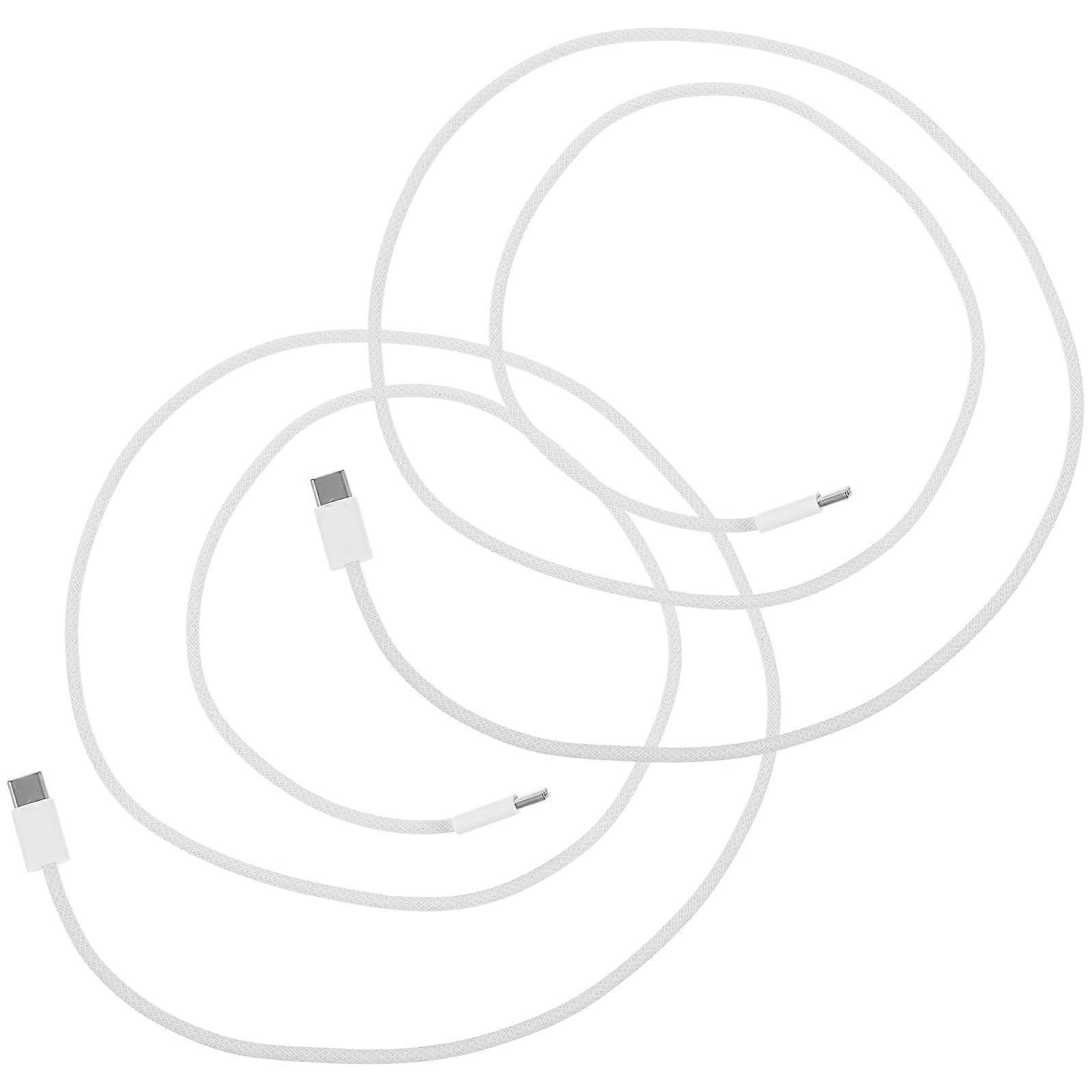 White Nylon USB Cable for Phone with TypeC Data Cord Charging Cable 2Pack 6.5FT