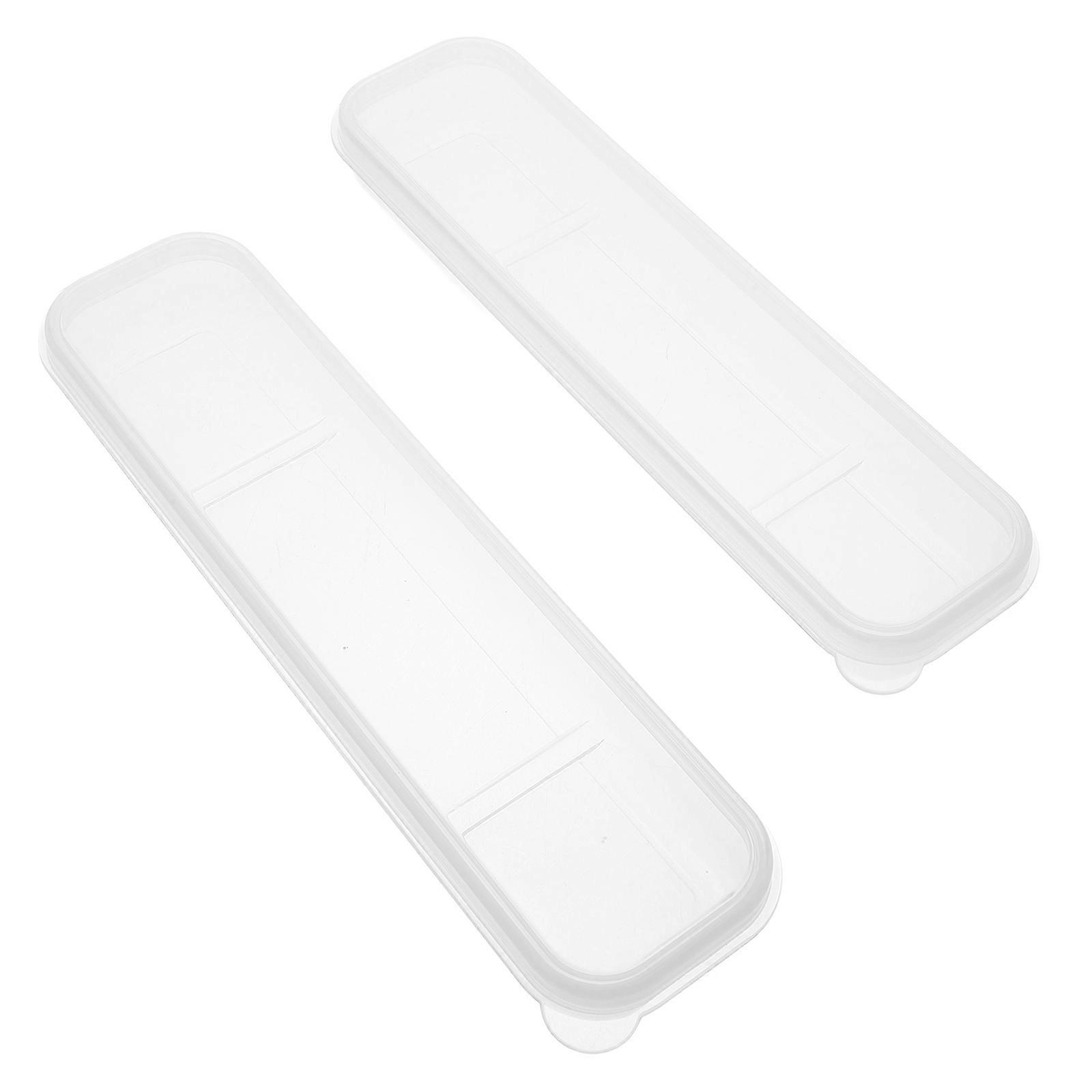 2Pcs Silverware Organizer with Cover Portable Cutlery Holder Flatware Tray with Lid Plastic Storage Box for Lunch Clear
