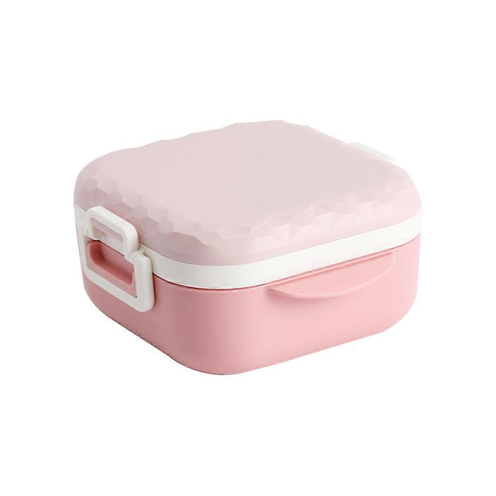 Snack Box Container Japanese Style Square Portable Lunch Box Pink 15X15X8CM Dustproof 1Pc