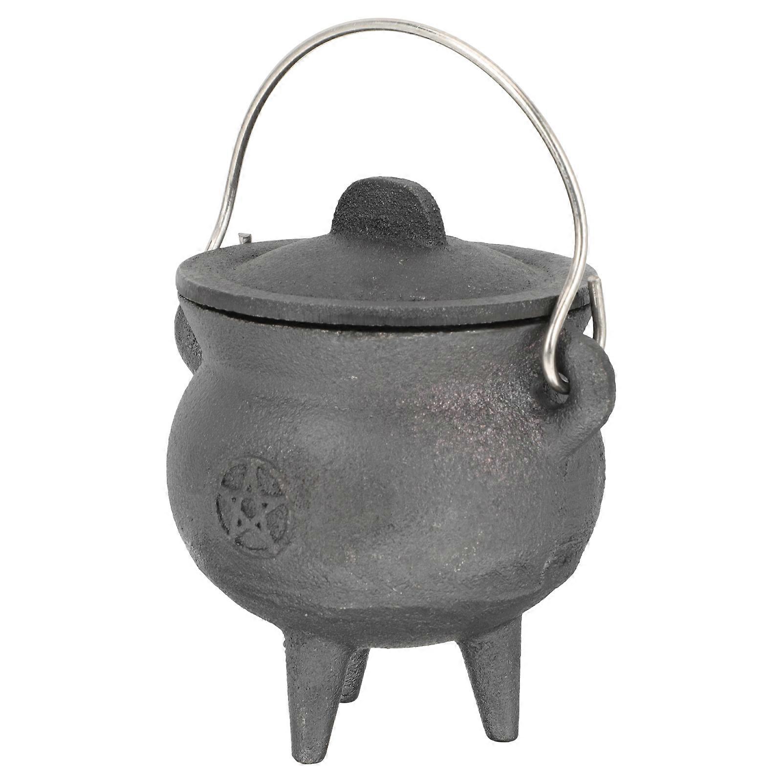 Halloween Witch Pot with Lid – Handcrafted Iron Cauldron Ornament for Home & Altar Decor – Unique Ritual Sacrifice Design