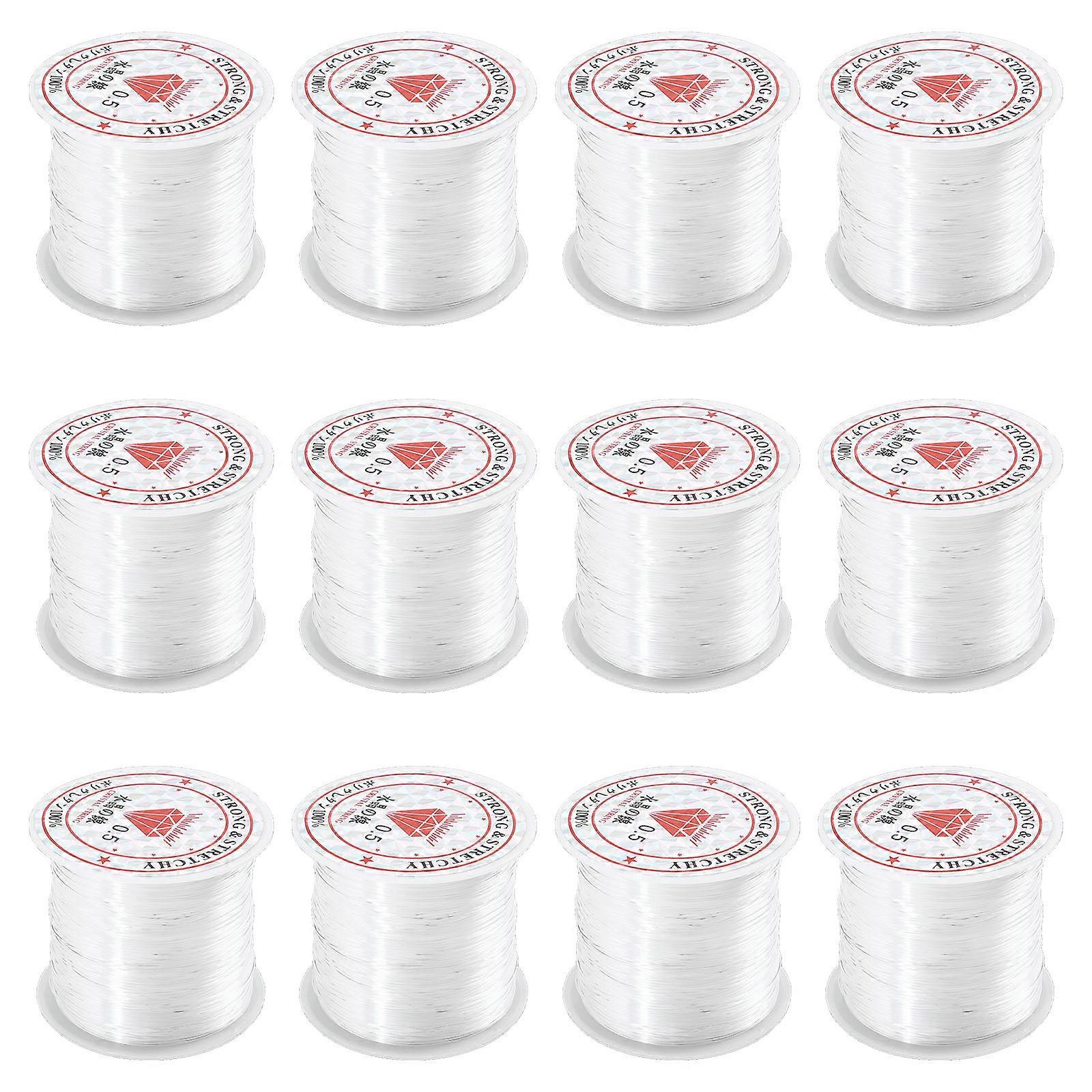 Clear Beading Cord Jewelry Making Rope Strong Transparent Thread for DIY Crafts, Necklaces, Bracelets, and Door Curtains 12 Rolls
