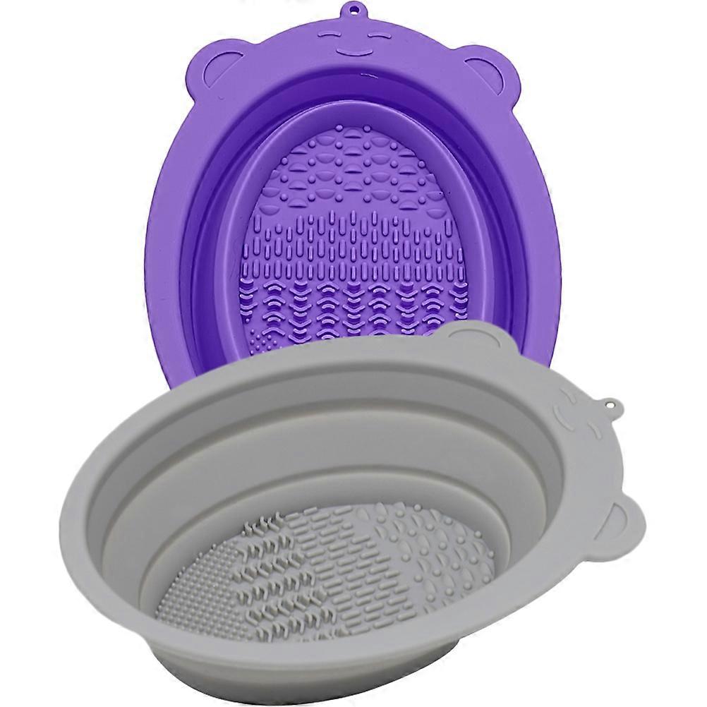 Makeup Brush Scrubber Pad 2Pcs Hand-held Cleaning Helper For Women And Girls Assorted Color Foldable Shape
