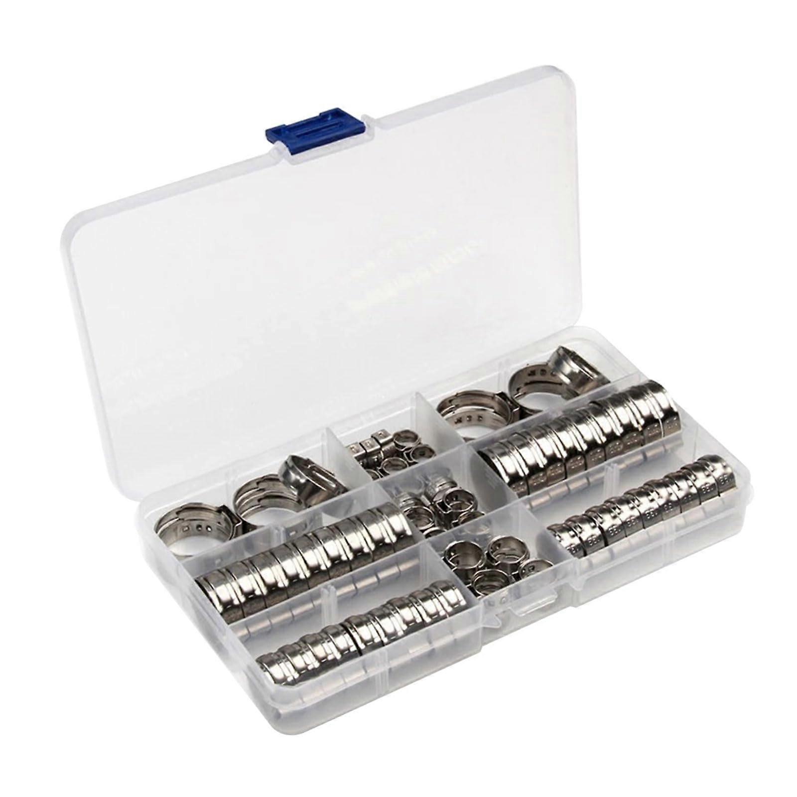 80 Stainless Steel Hose Clamps with One Ear, Adjustable Size, Easy to Use, Durable Cinch Rings for Secure Fittings