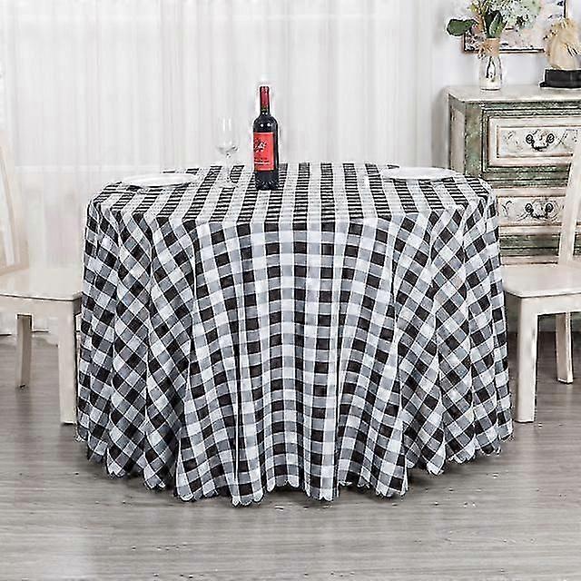 Unbrand Nappe de table à carreaux moderne Nappe ronde en polyester pour table à thé Housse de salle
