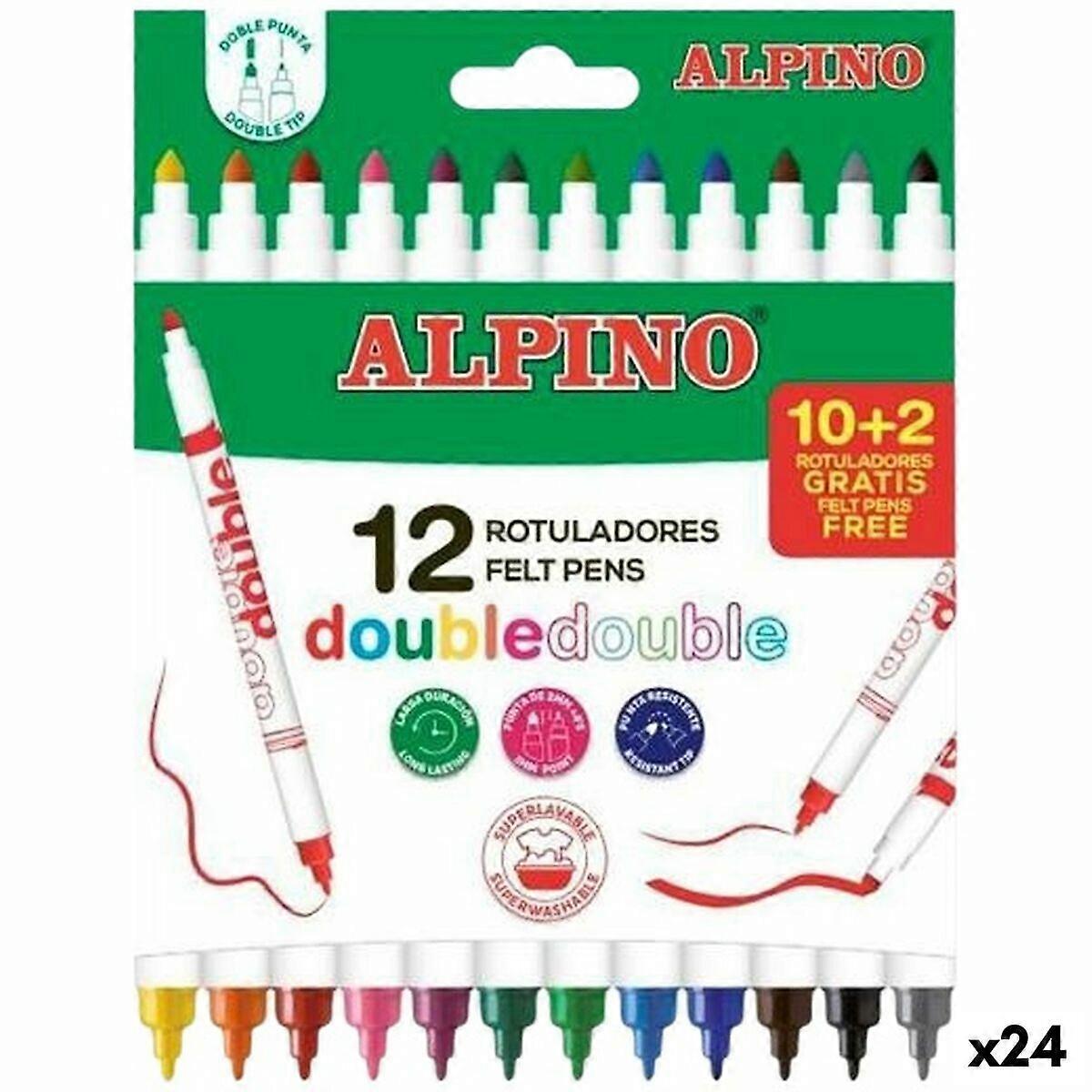 Set of Felt Tip Pens Alpino Double Multicolour 12 Pieces (24 Units)