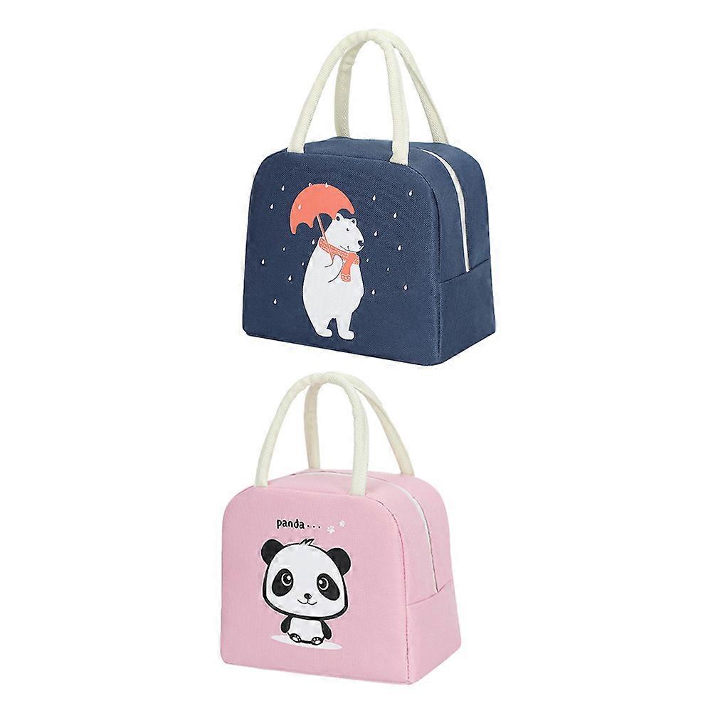Bento Lunch Bag For Daily Use Cold Storage 2 Pcs Assorted Color Simple Design