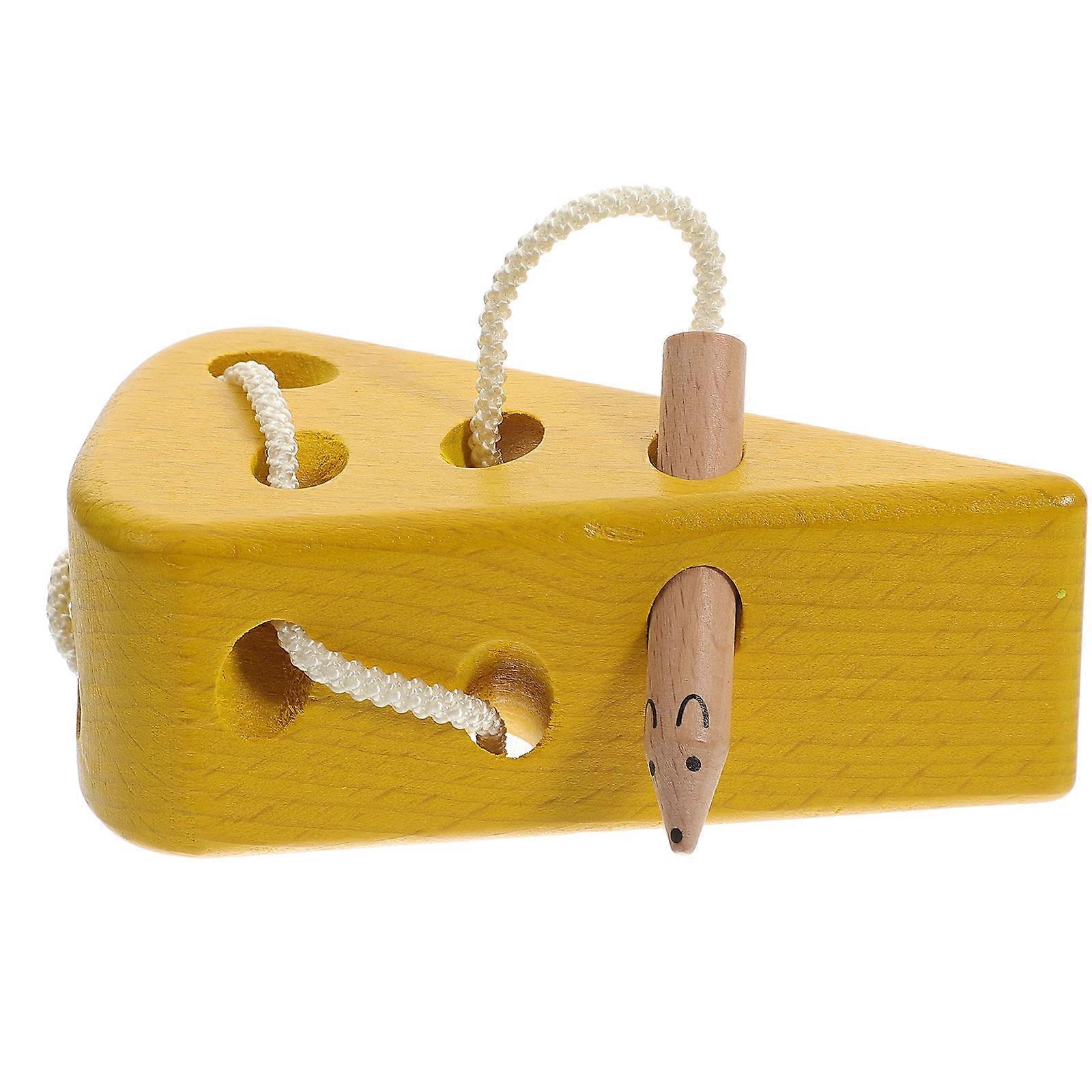 Educational Lacing Cards Cheese Shaped Threading Board Game For Playtime Light Yellow 1 Set Cognitive Skill Enhancement