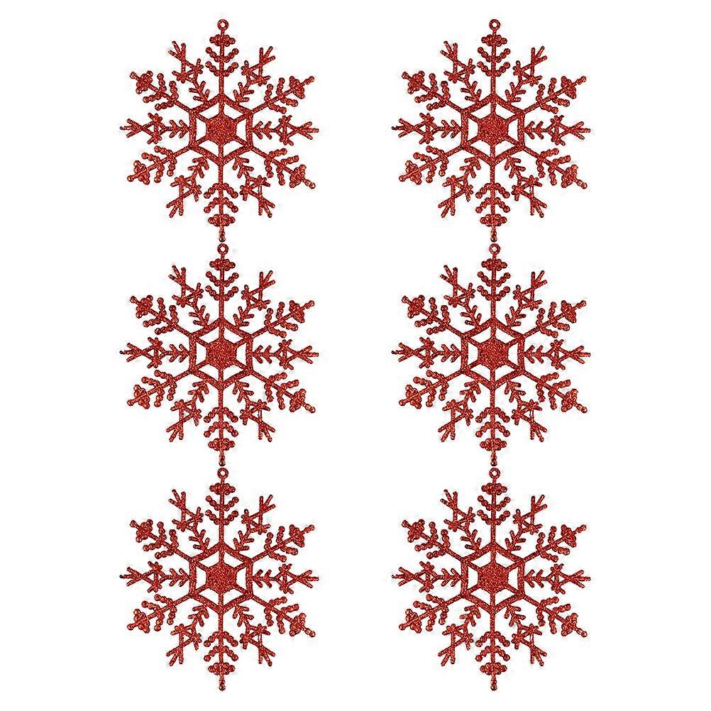 6pcs Glitter Snowflake Adornments Colorful Lightweight Hanging Decor for Christmas Tree Festive Atmosphere Stylish Realistic Shape Pendants