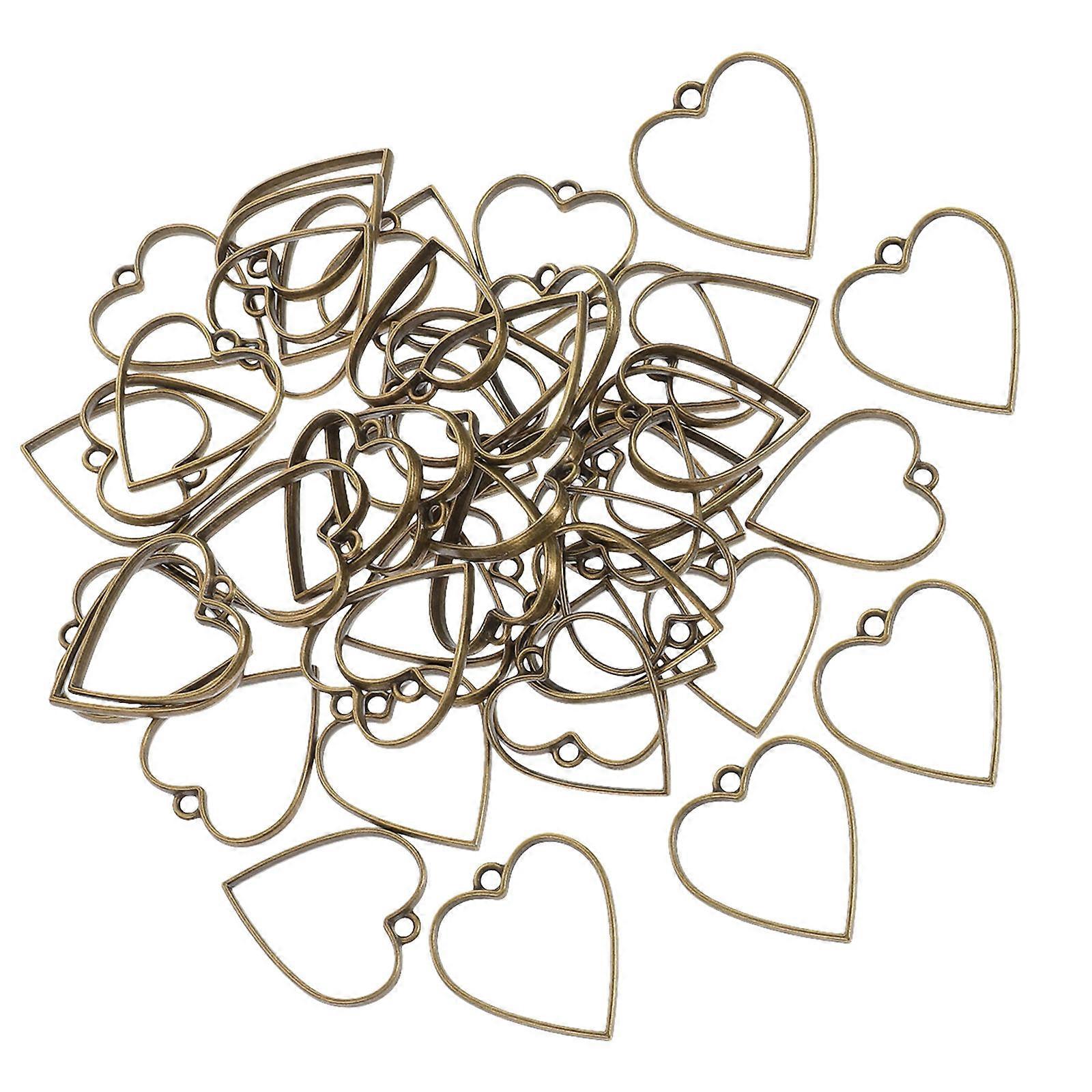 50Pcs Golden Alloy Open Bezel Charms for DIY Jewelry Making Supplies Small Size