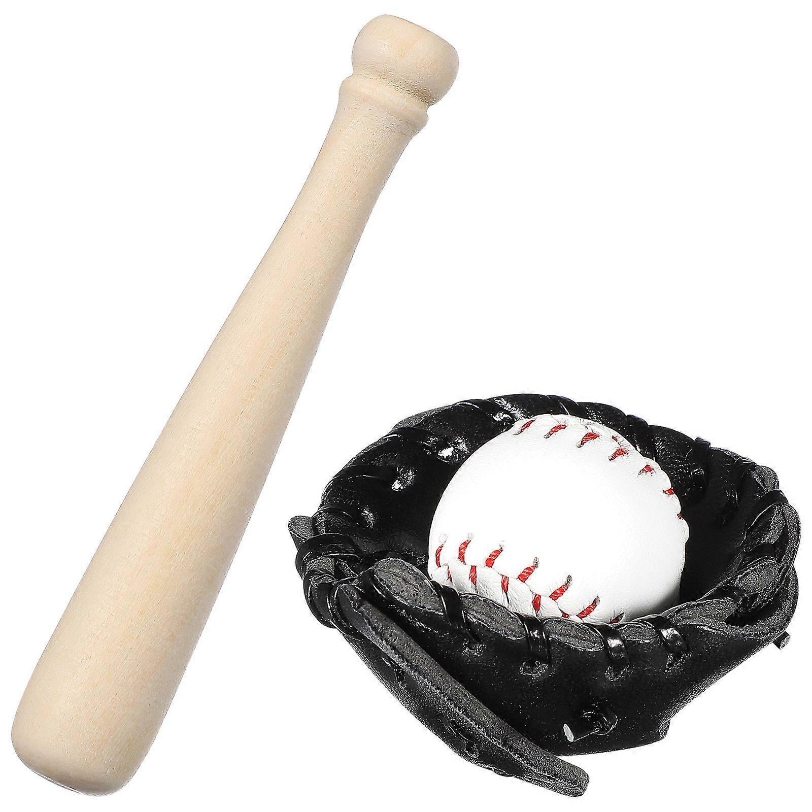 1 Set of Miniature Baseball Bats Gloves Ball Kit Decorative Simulation Tiny House Accessories
