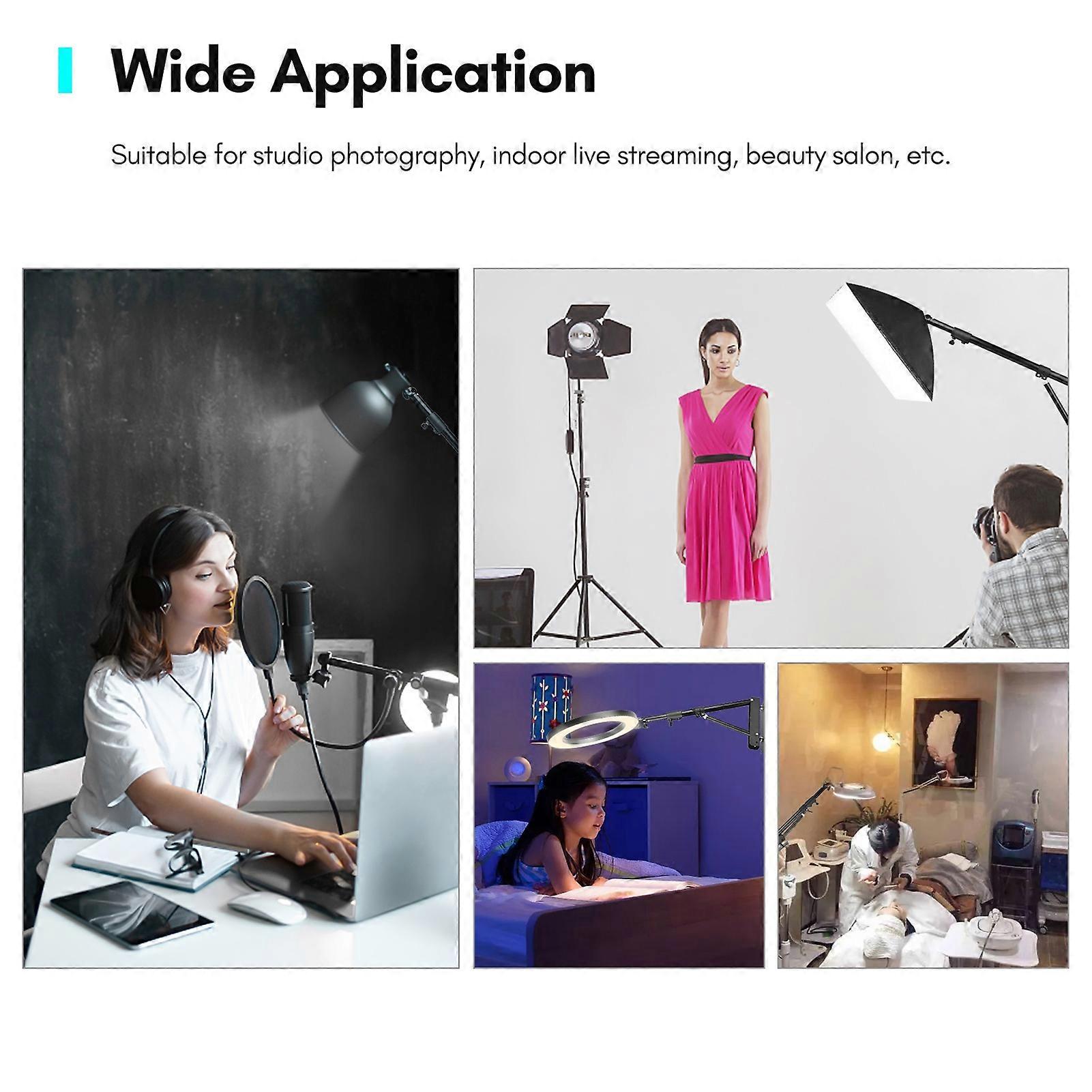 Wall Mounting Triangle Boom Arm Light Stand for Photography Strobe Light Monolight Softbox Reflector Ring Light Aluminum Alloy 5kg Load Capacity 180°