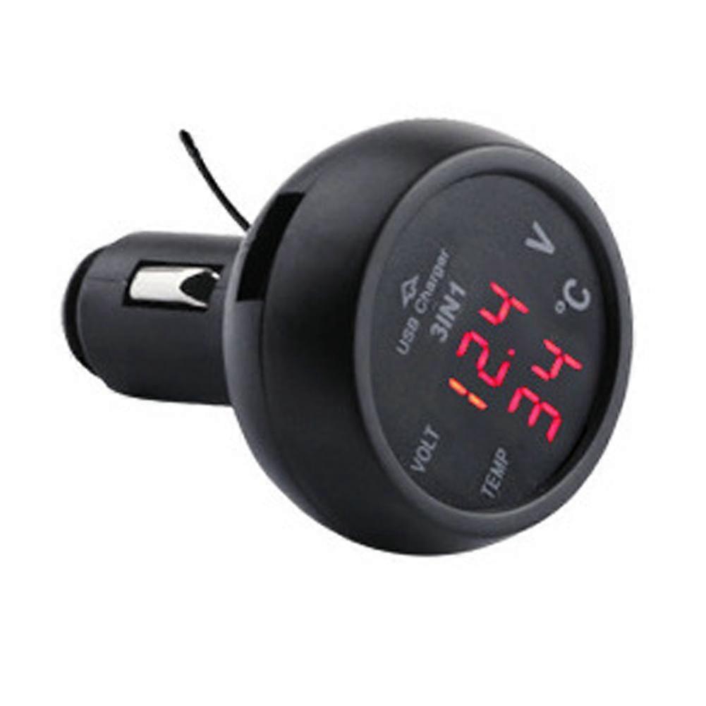 For Car Cigarette Lighter Voltmeter Thermometer Dual USB Charger 12-24V with Real Time Voltage Temperature Monitor for Vehicle Truck RV Boat