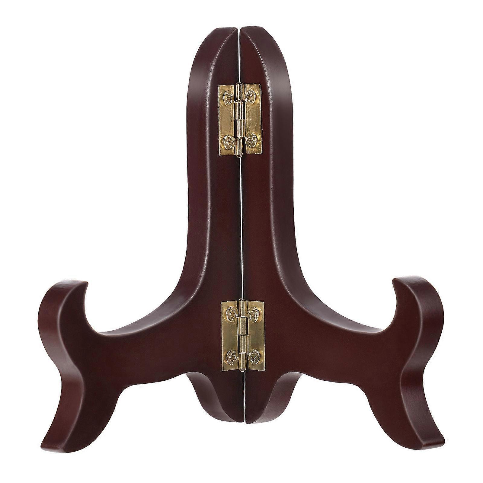 Plate Holder Display Stand For 5-10Cm Items, Wooden Easel For Events And Celebrations, Coffee Color, Foldable Design, 4Pcs