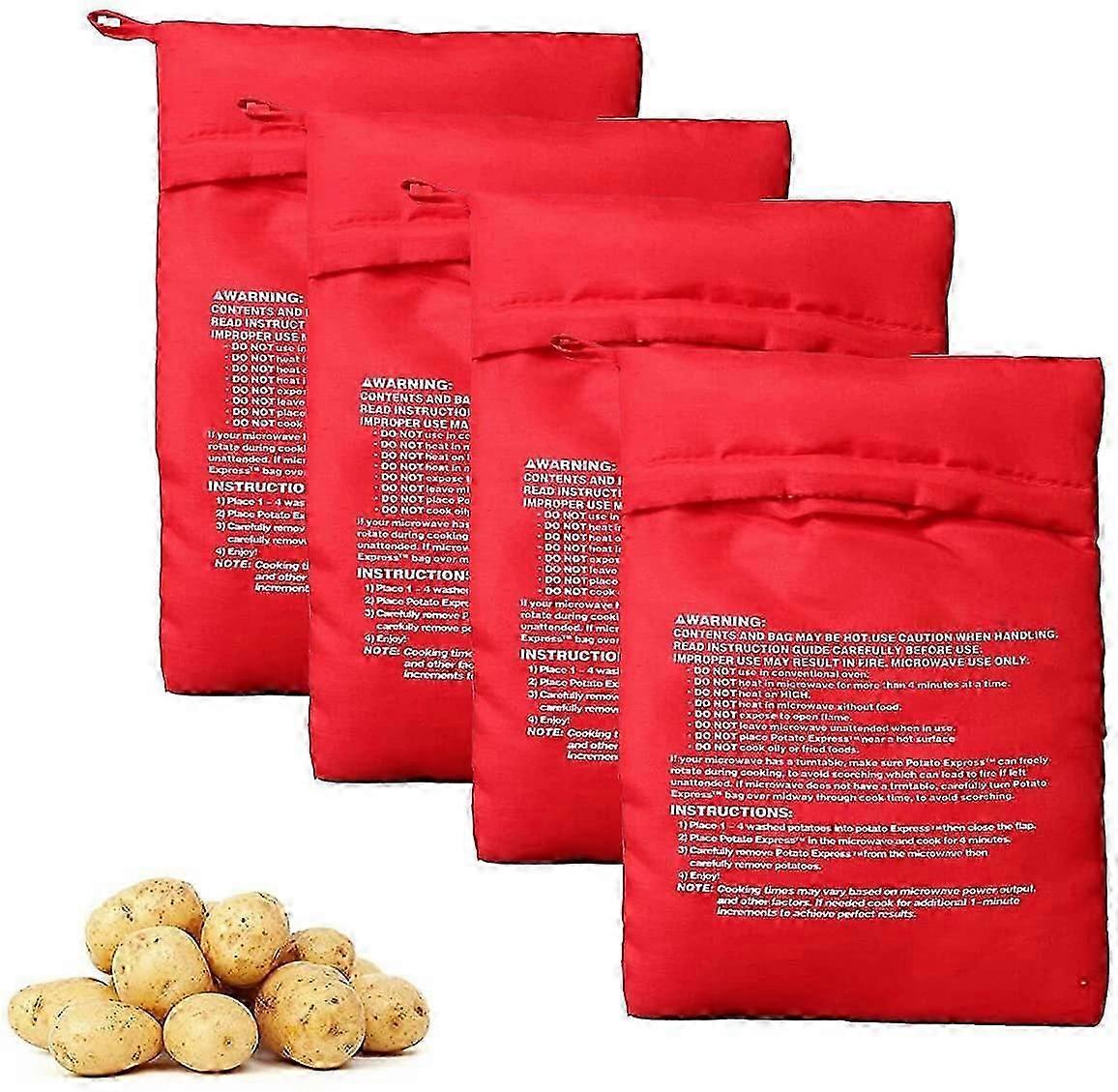 4PCS κόκκινες τσάντες πατάτας μικροκυμάτων επαναχρησιμοποιήσιμες ψημένες σακούλες ψημένες σακούλες ψημένων πουγκιών μικροκυμάτων πατατών για την πατάτα