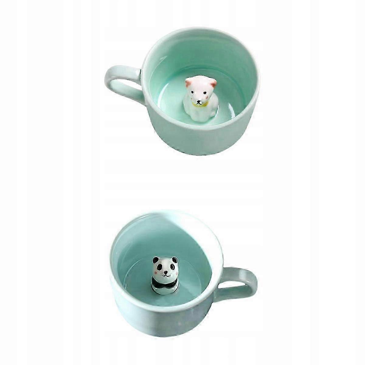 2 Pcs Ceramic Mug Cute Animals Inside