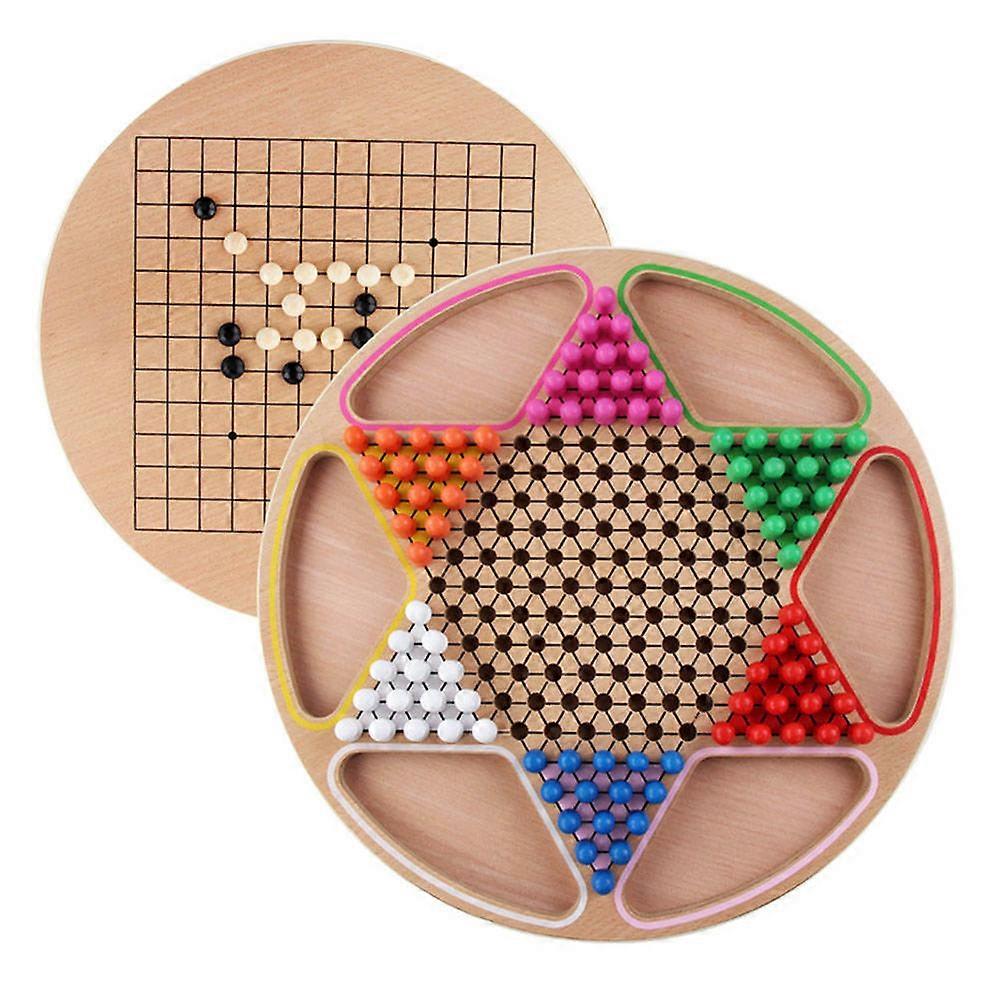 Wooden Gobang and Chinese Checkers Educational Board Game for Adults – Safe Material, Promotes Cognitive Development and Imaginative Play