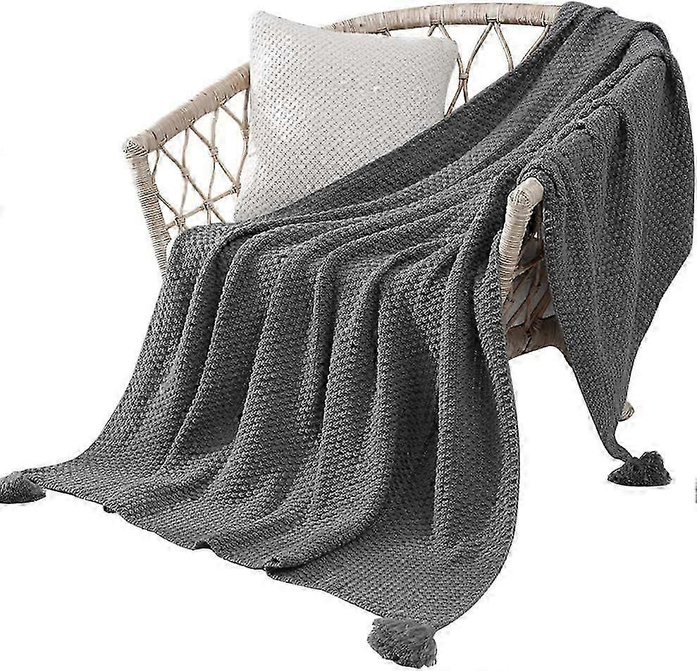 Chunky Knit Blanket, Super Soft Cozy Fluffy Warm Lightweight Grey Throw Blanket