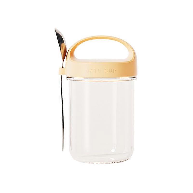 Glass Oats Containers with Lid and Spoon 2.5L Airtight Storage Jars with Measurement Marks Yellow Kitchen Supplies