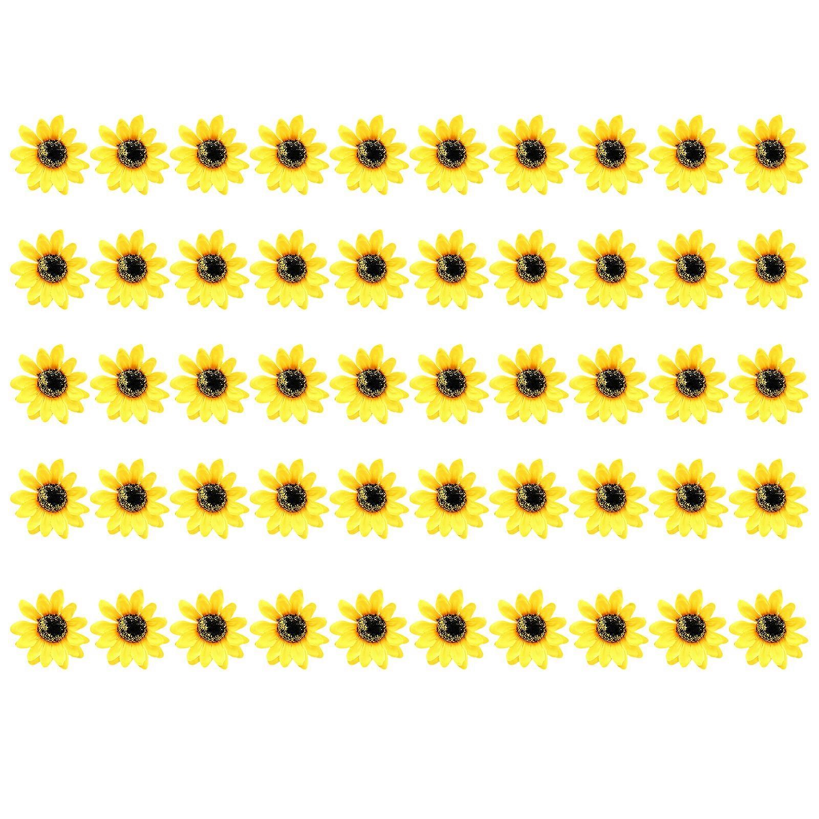 50 Pcs Artificial Flower Yellow False Sunflower 4cm 6cm 10cm Sizes For Handmade Craft Projects  10cm