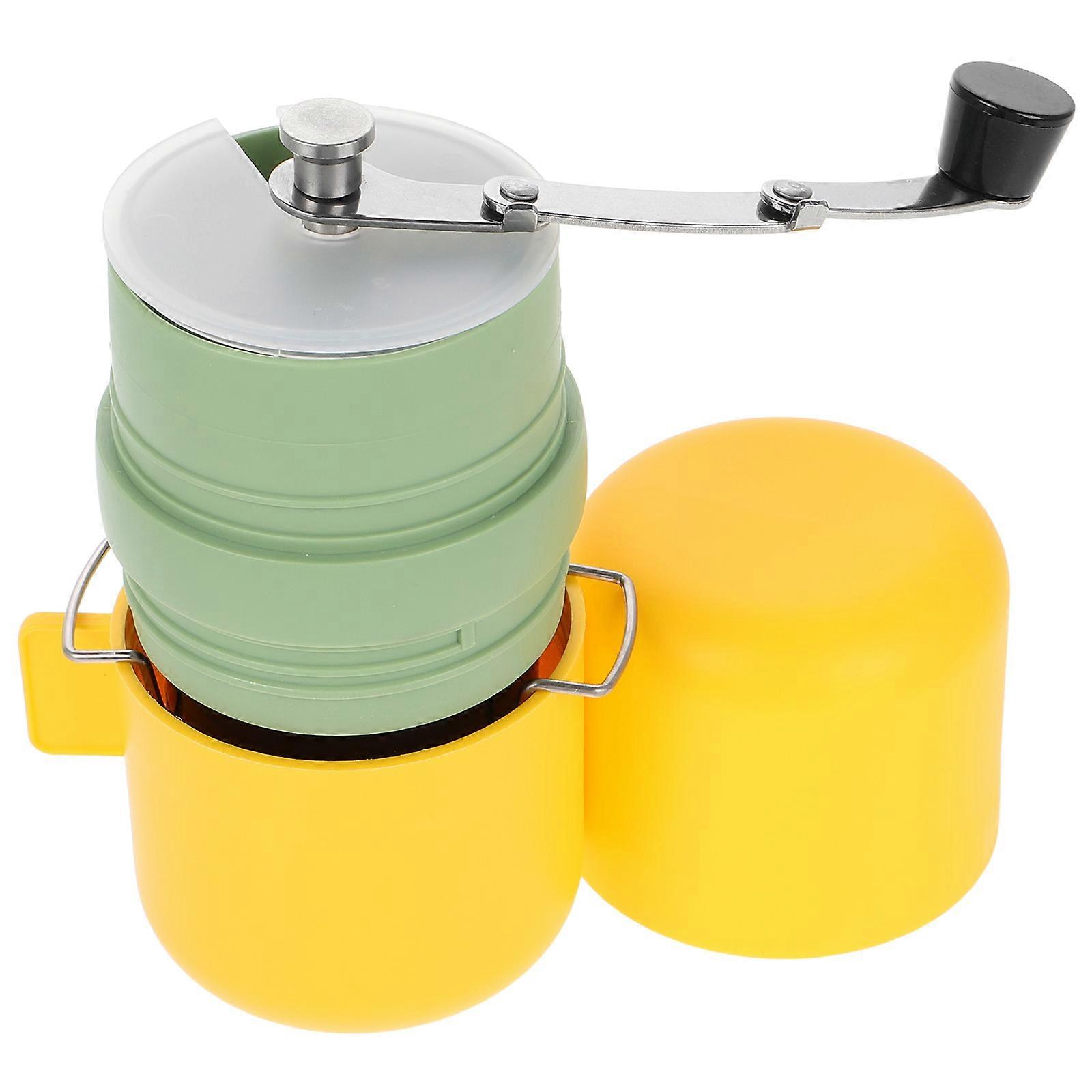 Mini Coffee Grinder Manual Coffee Bean Mill Travel Outdoor Use Pp Yellow Grinding 1Pcs