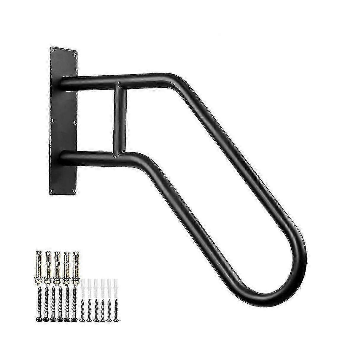 Väggmonterad Secure Pipe Ledstång för trappor - inomhus och utomhus Trappräcke i svart järn