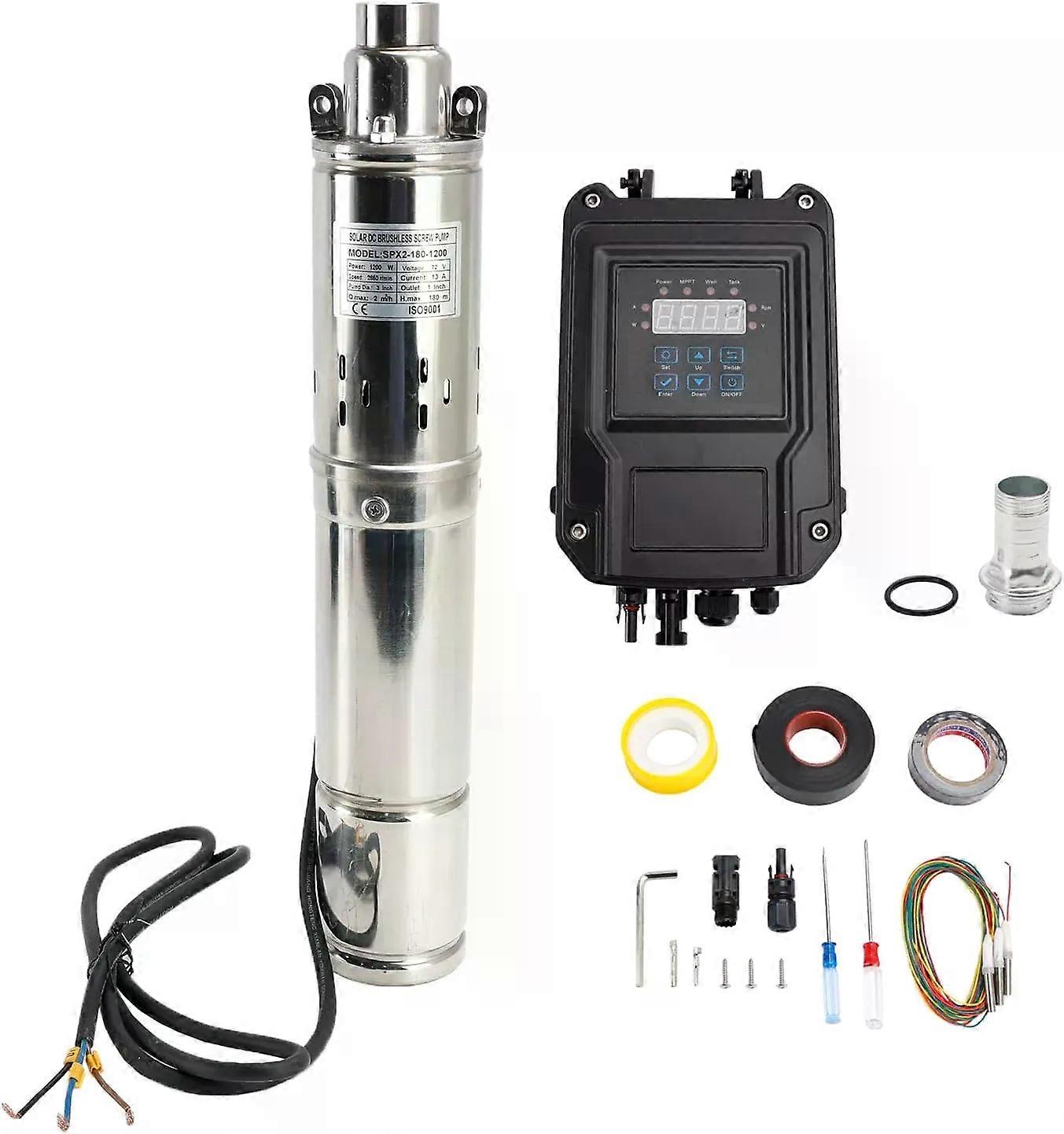 750W 1000W 1200W Solar Deep Well Pump With MPPT Controller Liquid Level Sensor Set Solar DC Submersible Pump Flow Max 2T/Hour