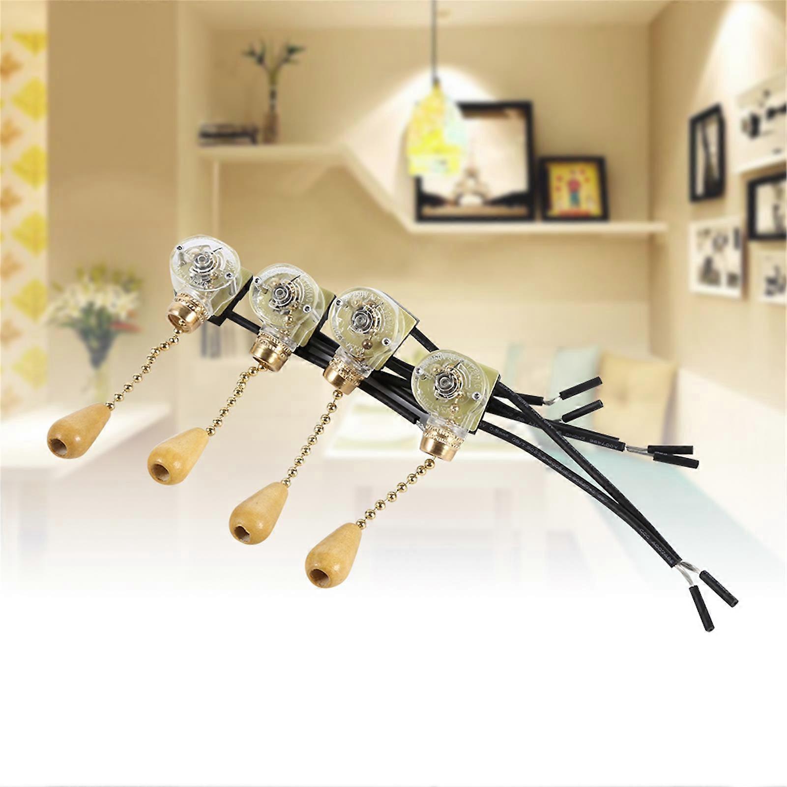 4Pcs Vintage Pull Chain Ceiling Fan Lamp Switch 3A/250V 5cm