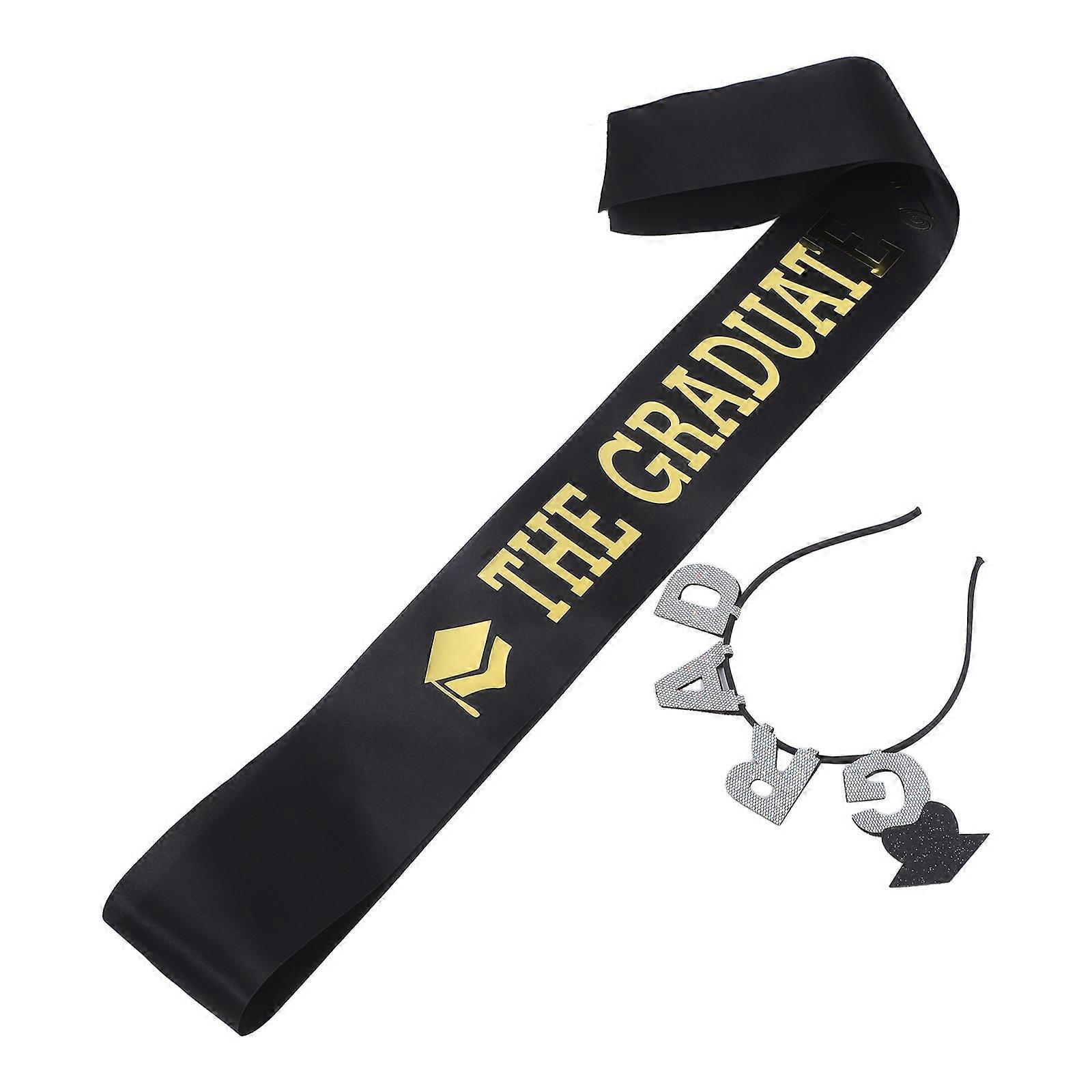 Photo Props Graduation Cap Headwear with Sash Celebration Enhancer Multi Color 1Set