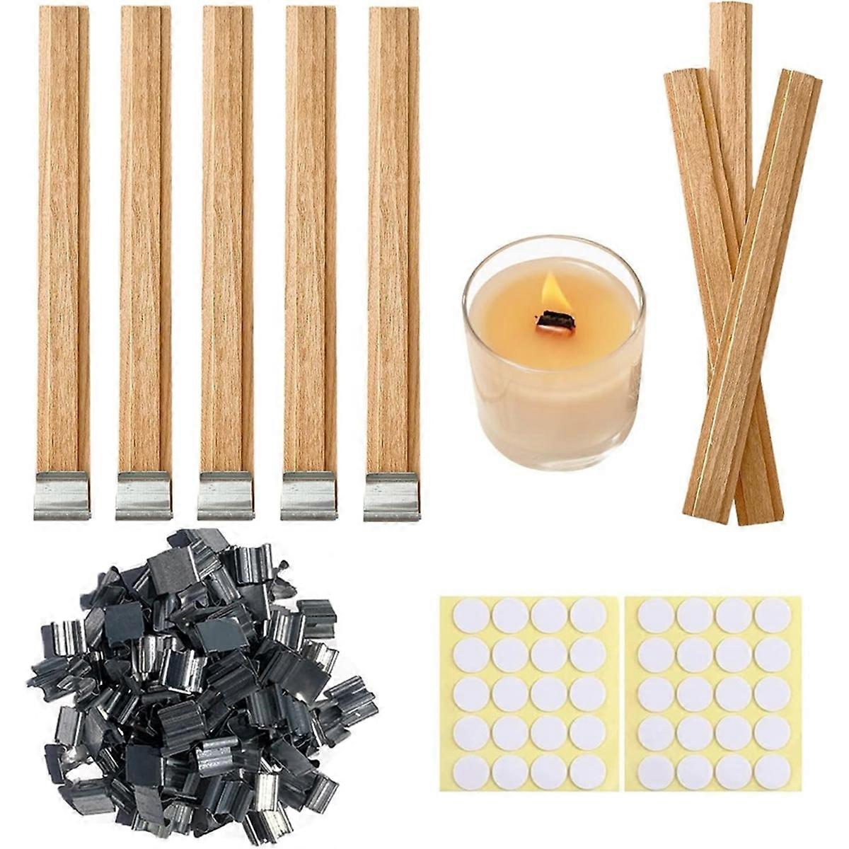 200 Sets Double-Layered Wooden Candle Wicks and Stands