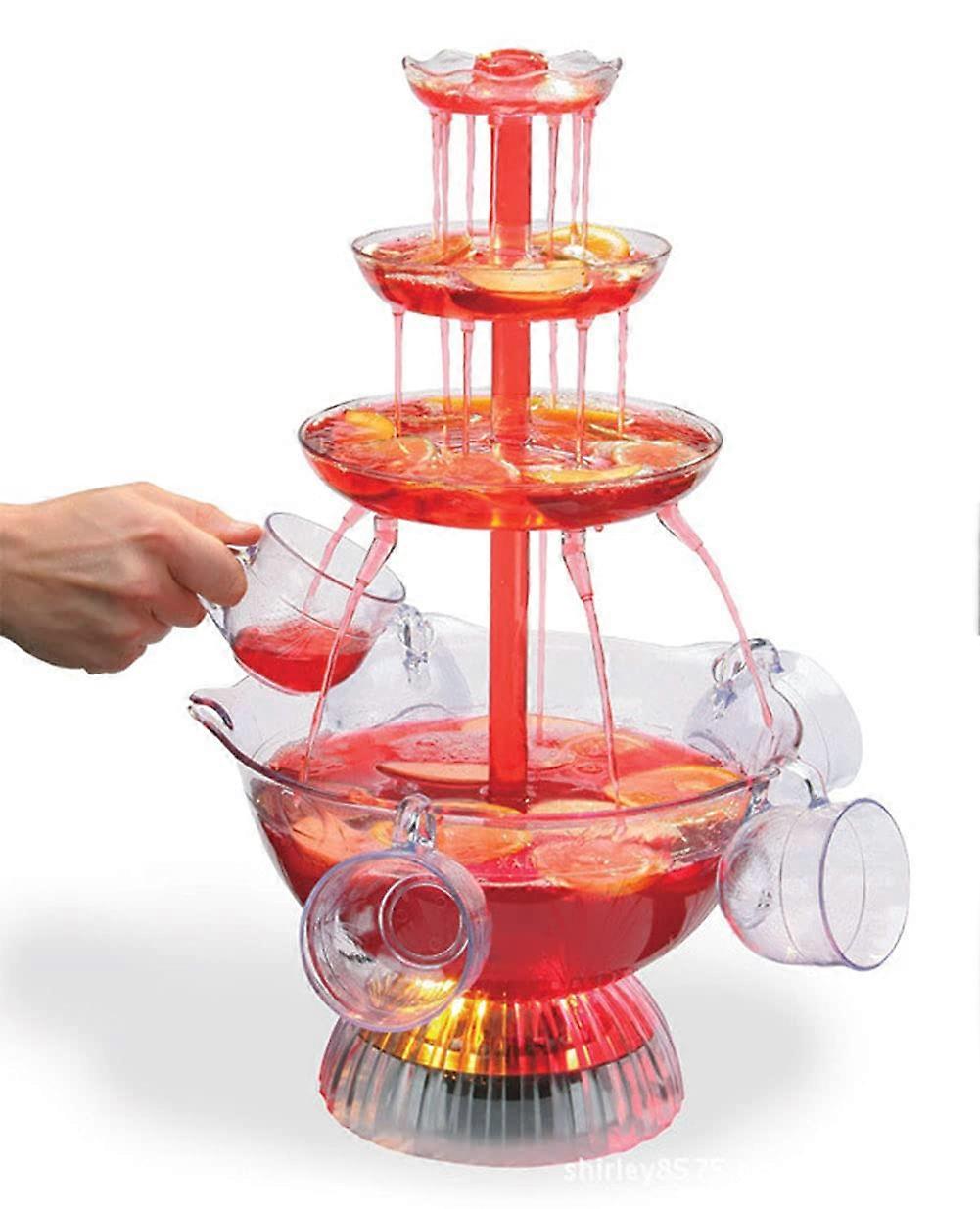 Champagne Fountain 3Tier Vintage Collection With LED Lighted Base, 1.5 Gallon Capacity, 5 Reusable Cups