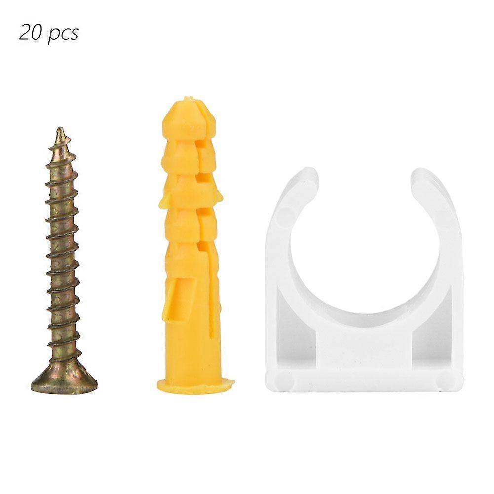 20pcs 16/20/25/32mm U Shaped Pipe Clamp Water Pipe Fixed Clips with Screws (16mm)