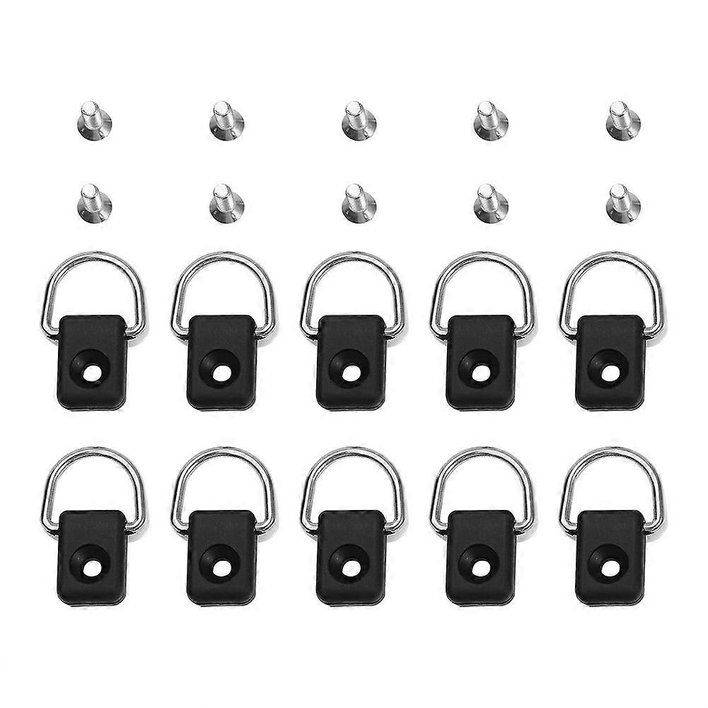 10pcs Black Canoe Kayak Fishing Rigging D Ring With M6 Screws For Bungee Kit Accessory
