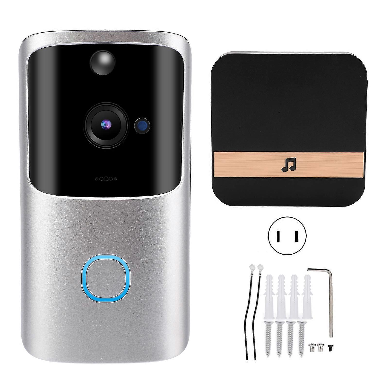 Smart Wireless WIFI Video Doorbell Phone Remote Control Intercom Monitoring Alarm Silver