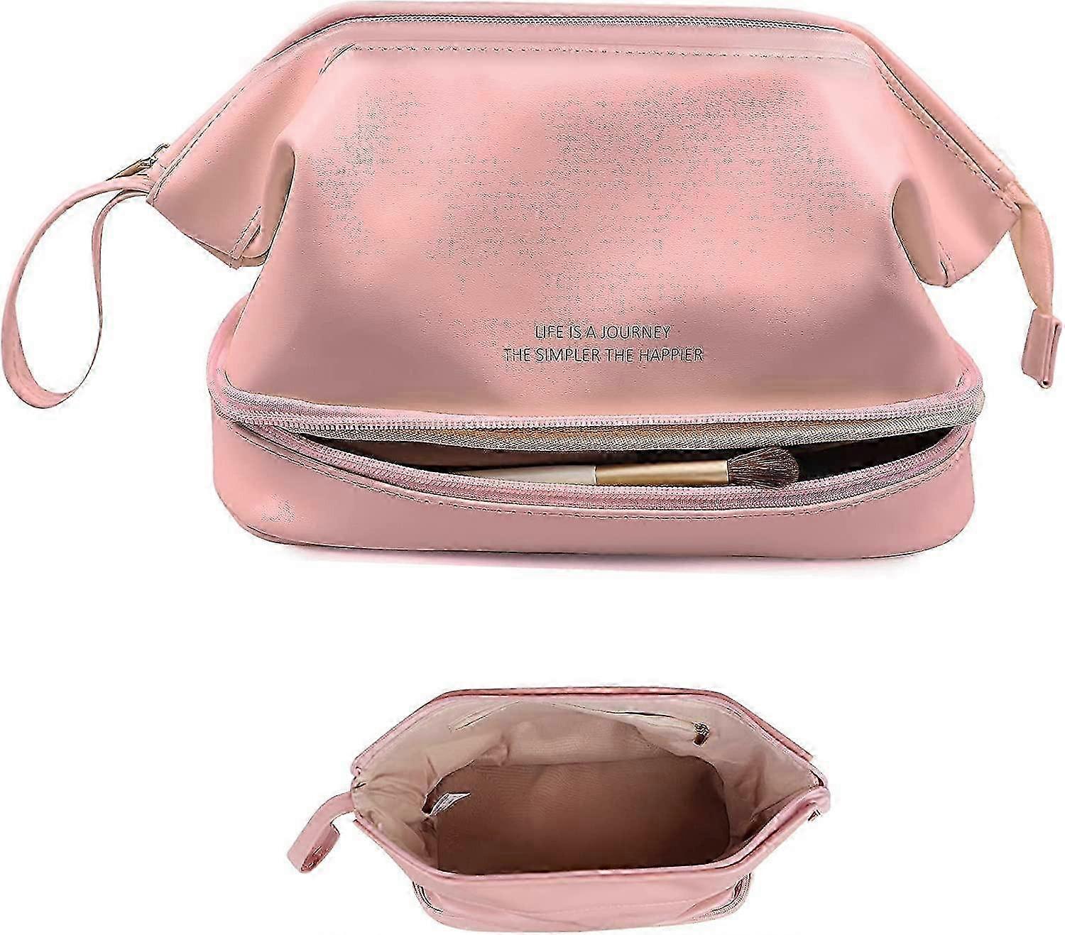 Travel Makeup Bag,Large Double Layer Cosmetic Bag