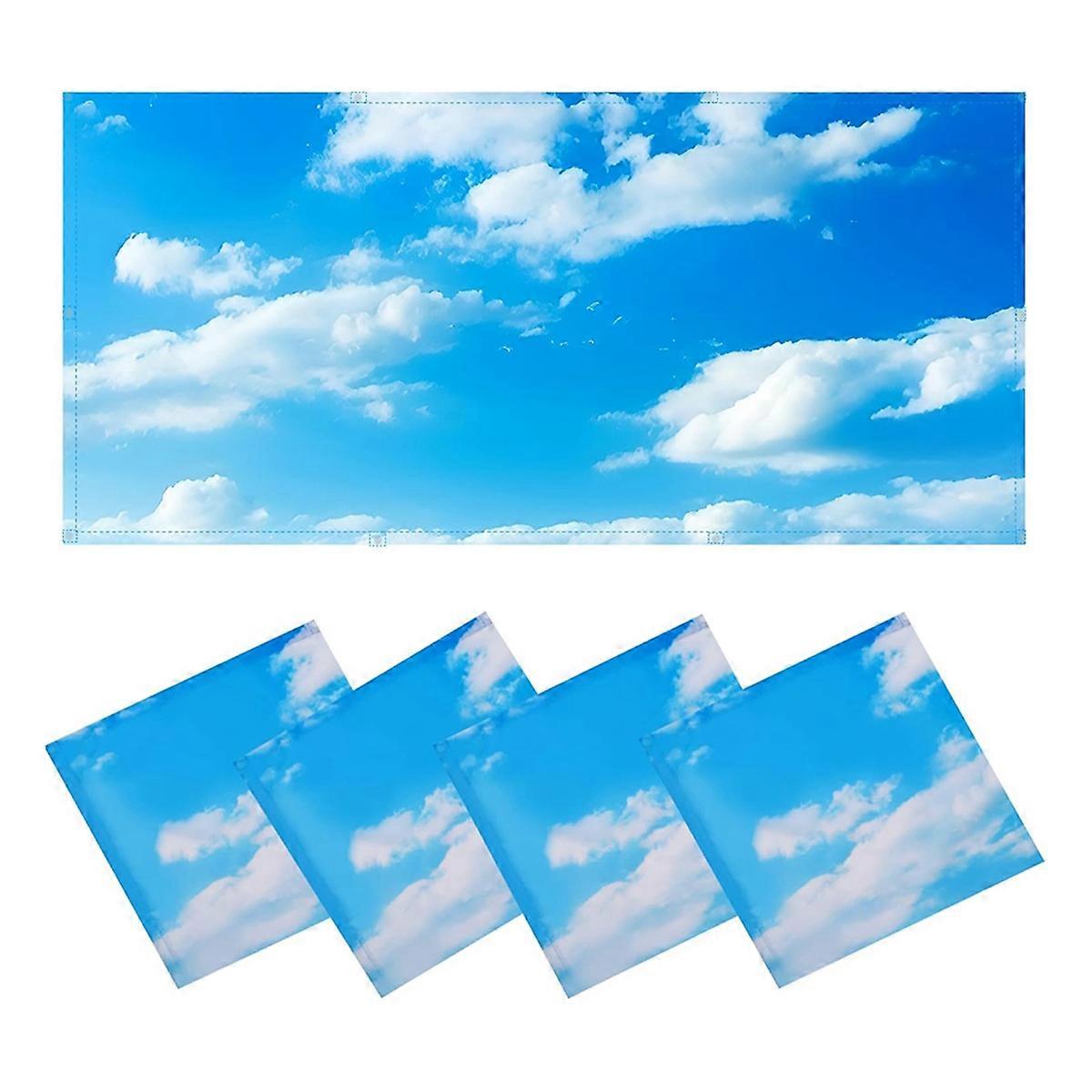 4 Pcs Fluorescent Light Covers,Light Covers for Ceiling Lights Classroom, Magnetic Light Filters for Office Blue