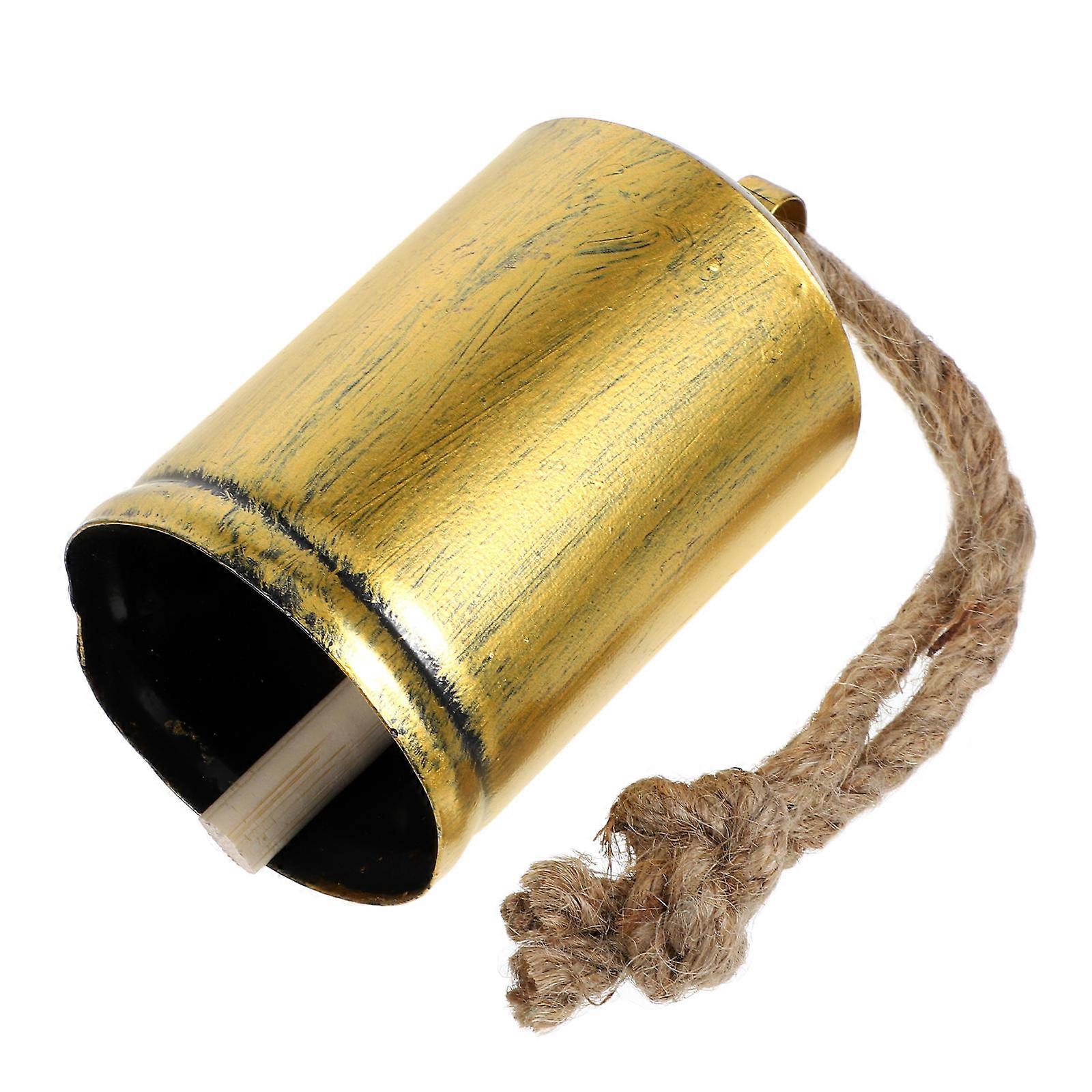 Hanging Cow Bell with Rope Rustic Bells for Holiday Celebrations Golden Inches Decorative Accessory 1Pcs